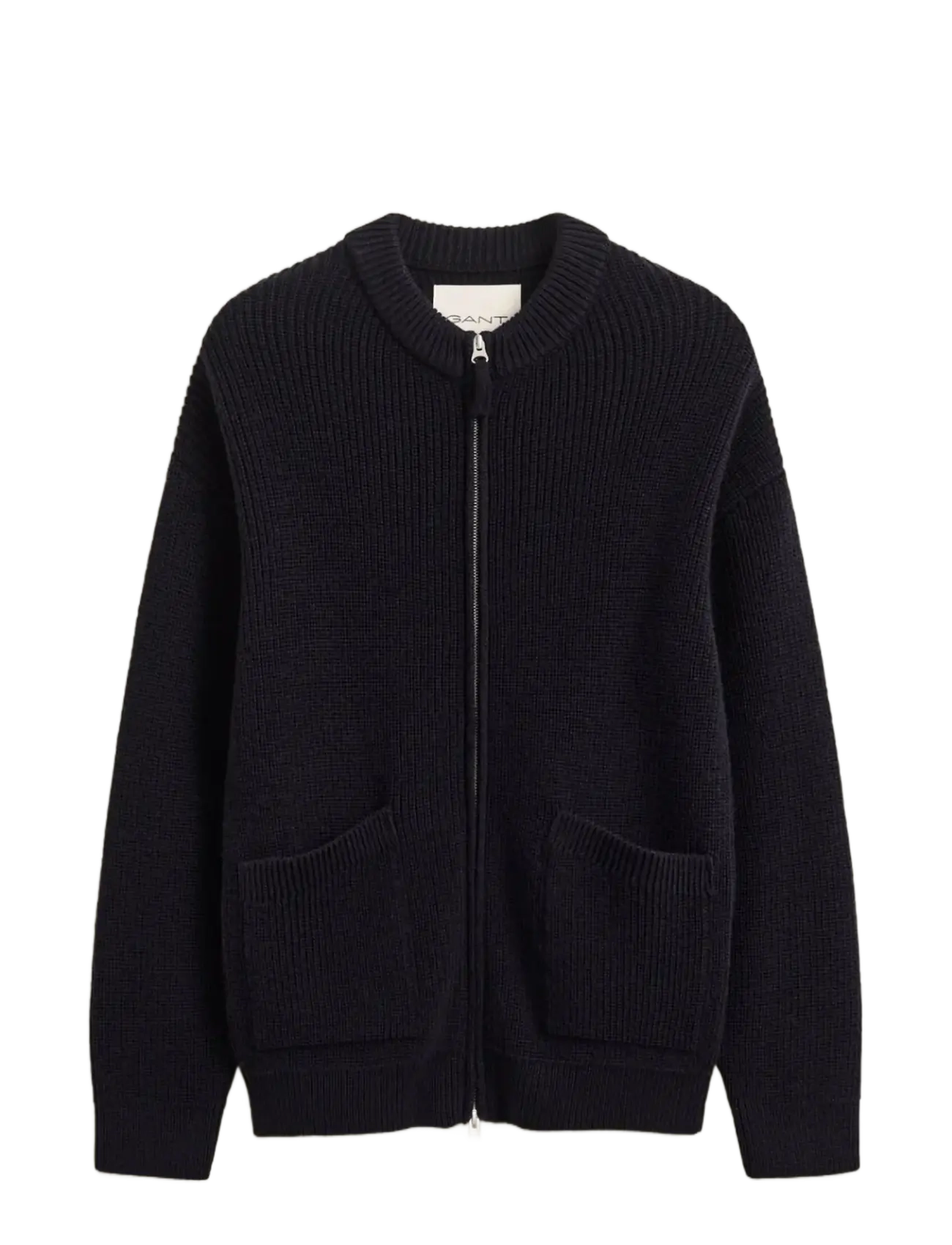 Gant - WOOL RIB ZIPPED CARDIGAN - cardigans - evening blue - 1