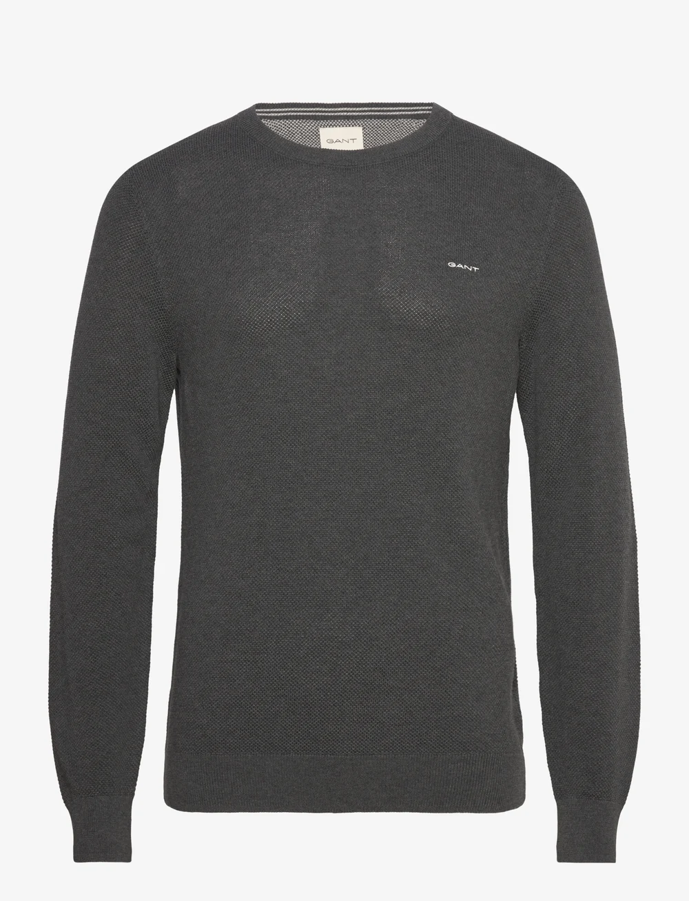 GANT - COTTON PIQUE C-NECK - knitted round necks - antracit melange - 0