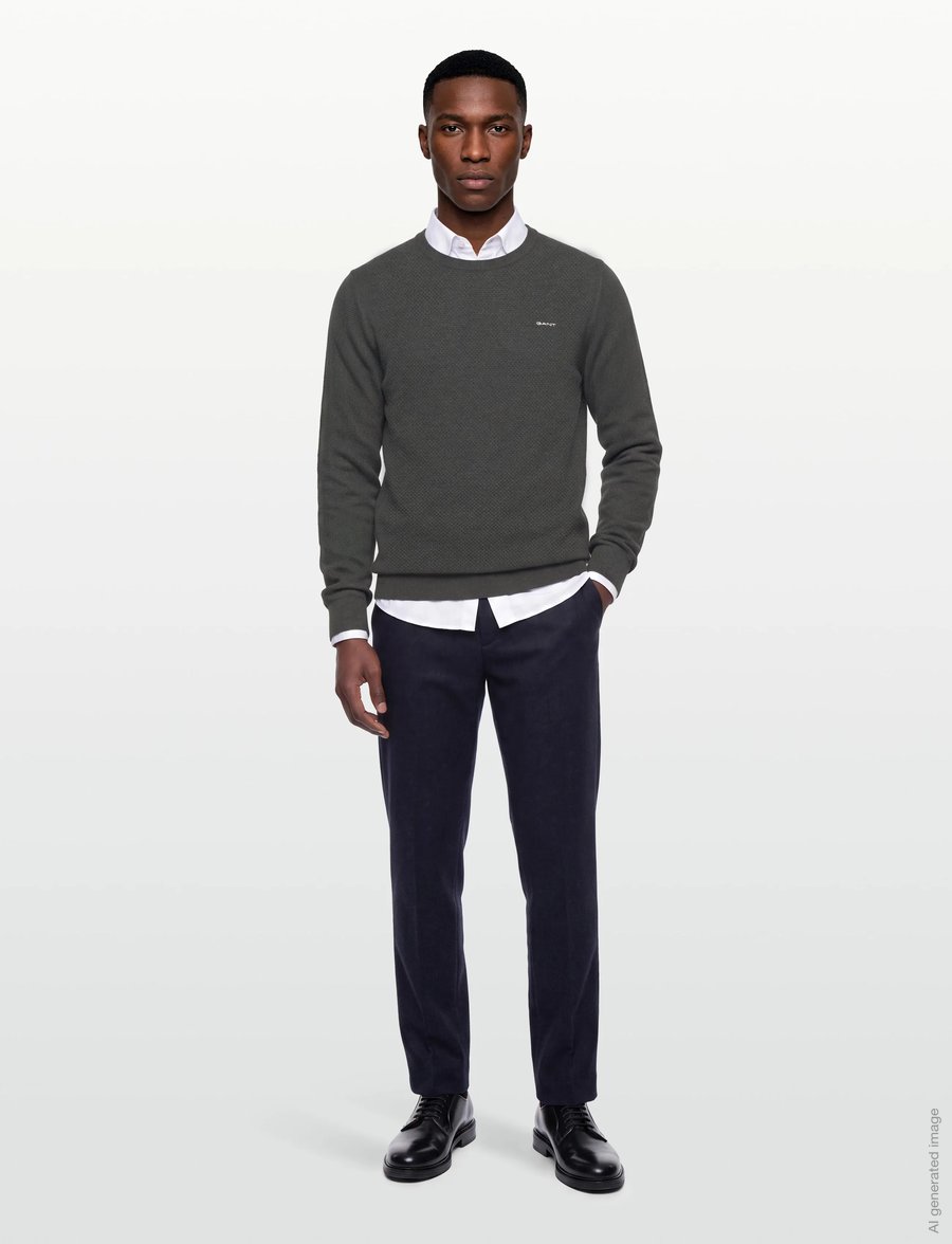 Gant - COTTON PIQUE C-NECK - rundhals - antracit melange - 0