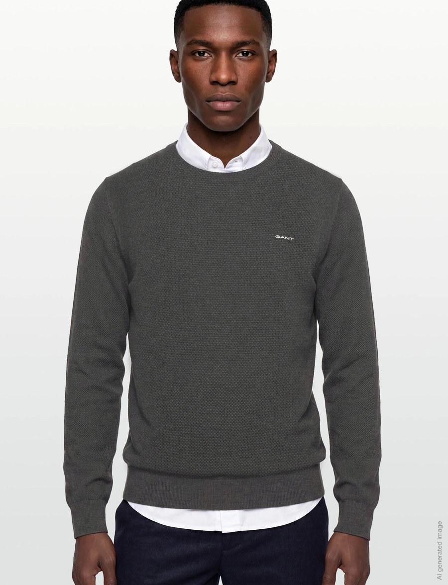 Gant - COTTON PIQUE C-NECK - rundhals - antracit melange - 3
