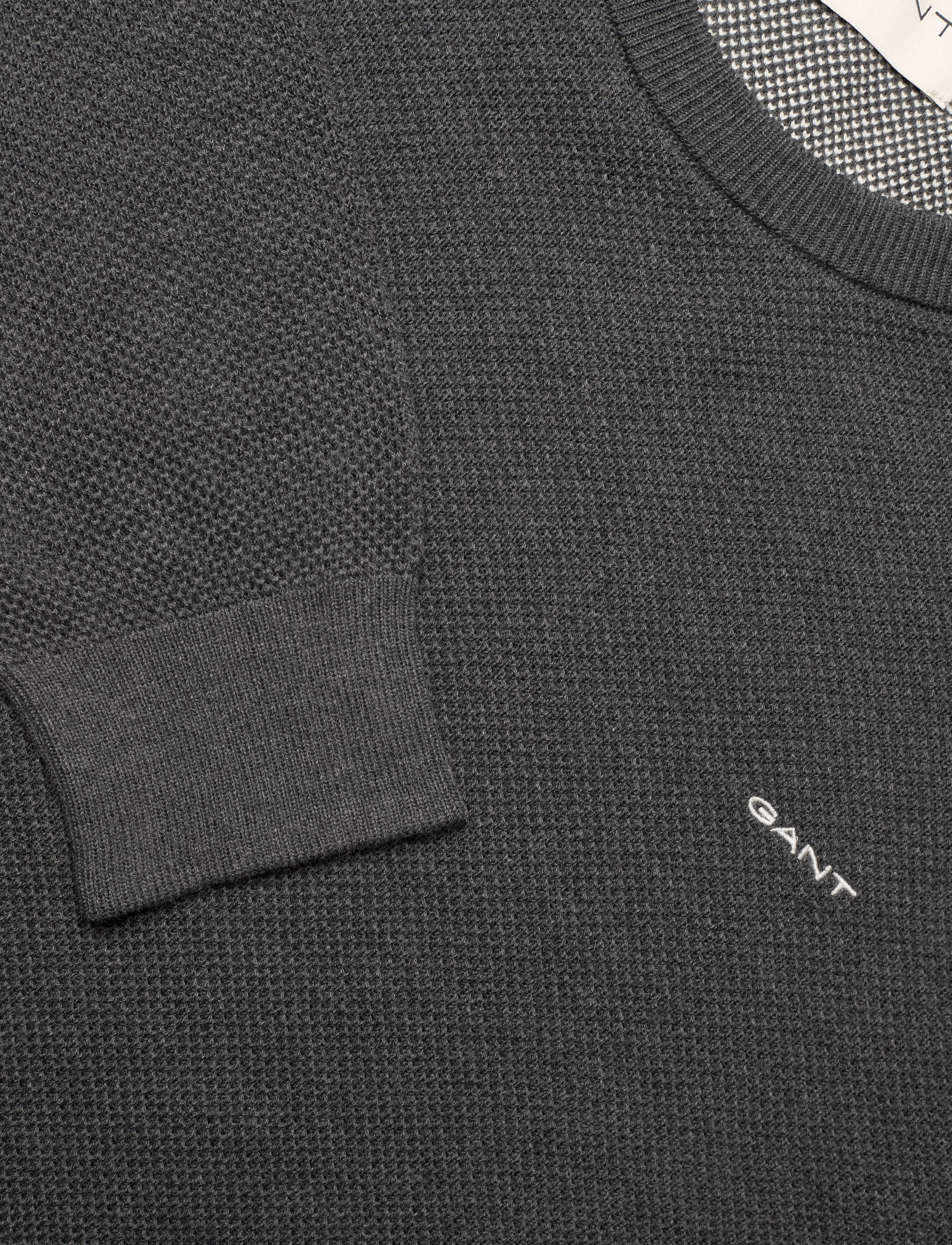 Gant - COTTON PIQUE C-NECK - rundhals - antracit melange - 2