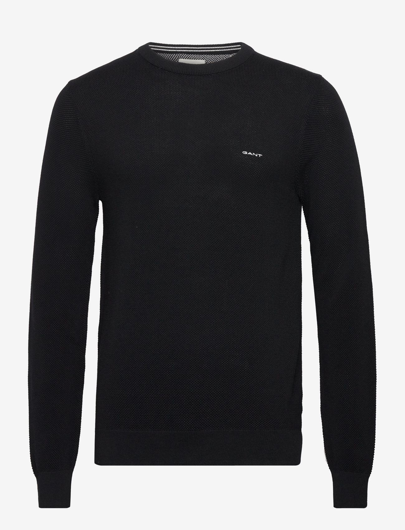 GANT - COTTON PIQUE C-NECK - pyöreäaukkoiset - black - 1