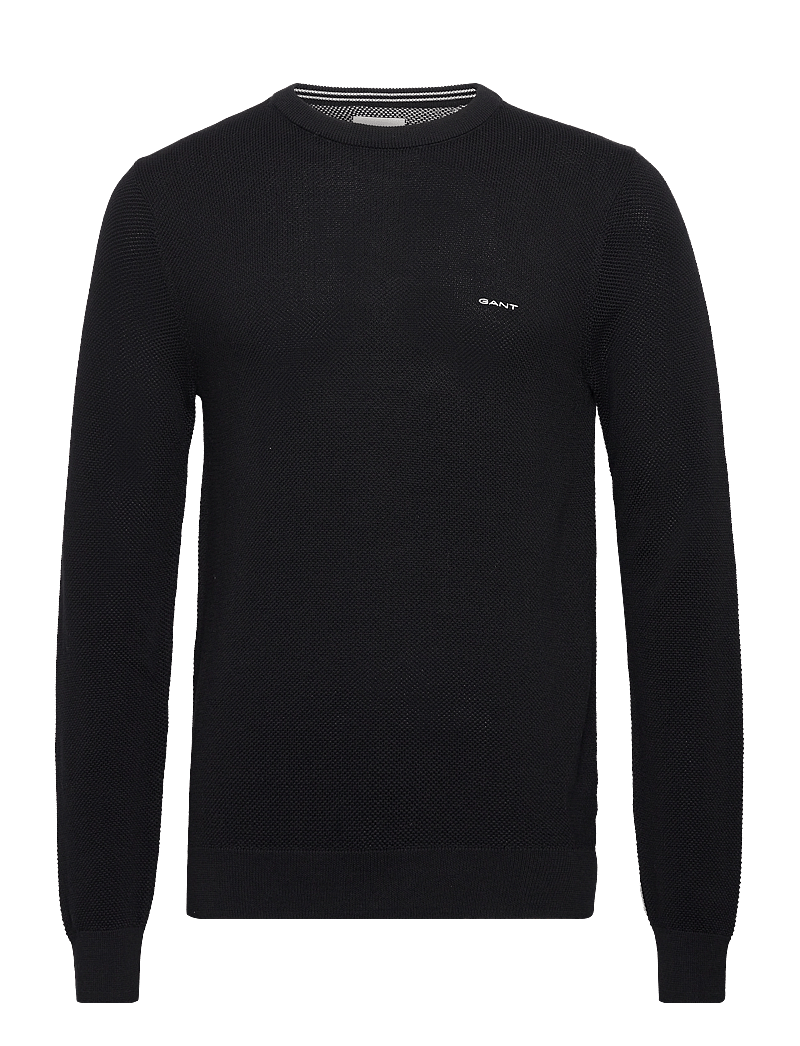 GANT - COTTON PIQUE C-NECK - pyöreäaukkoiset - black - 1