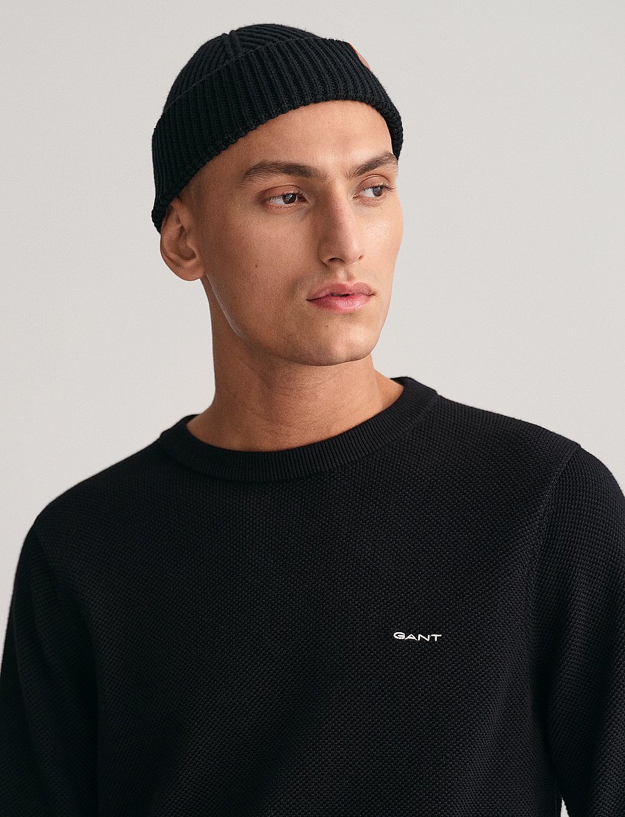 Gant - COTTON PIQUE C-NECK - round necks - black - 4