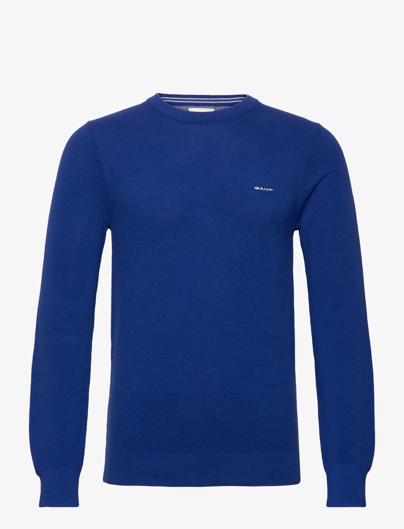 GANT - COTTON PIQUE C-NECK - knitted round necks - college blue - 0