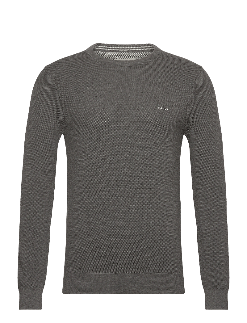 GANT - COTTON PIQUE C-NECK - rund hals - dark grey melange - 1