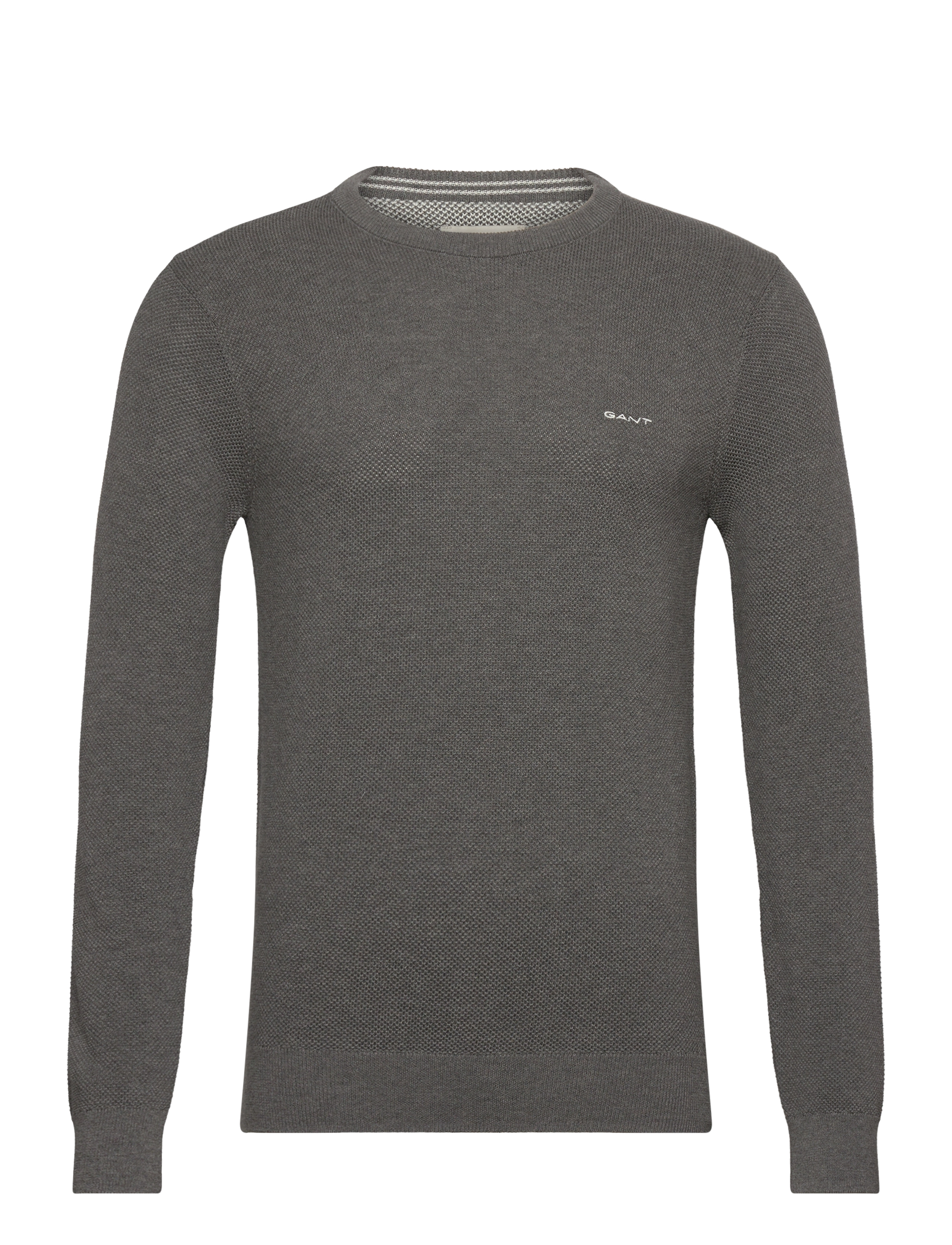 Gant - COTTON PIQUE C-NECK - rund hals - dark grey melange - 1