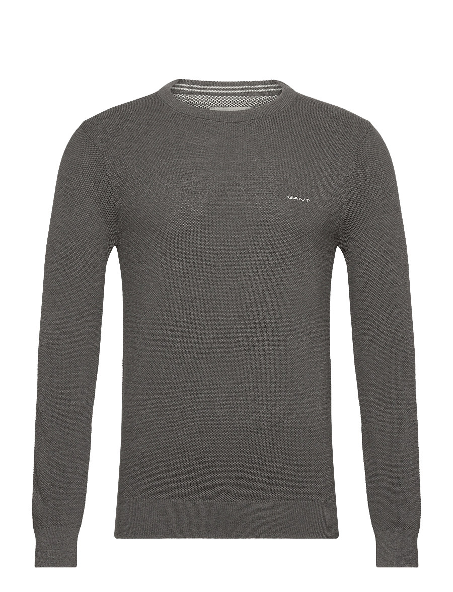 Gant - COTTON PIQUE C-NECK - pulls col rond - dark grey melange - 1