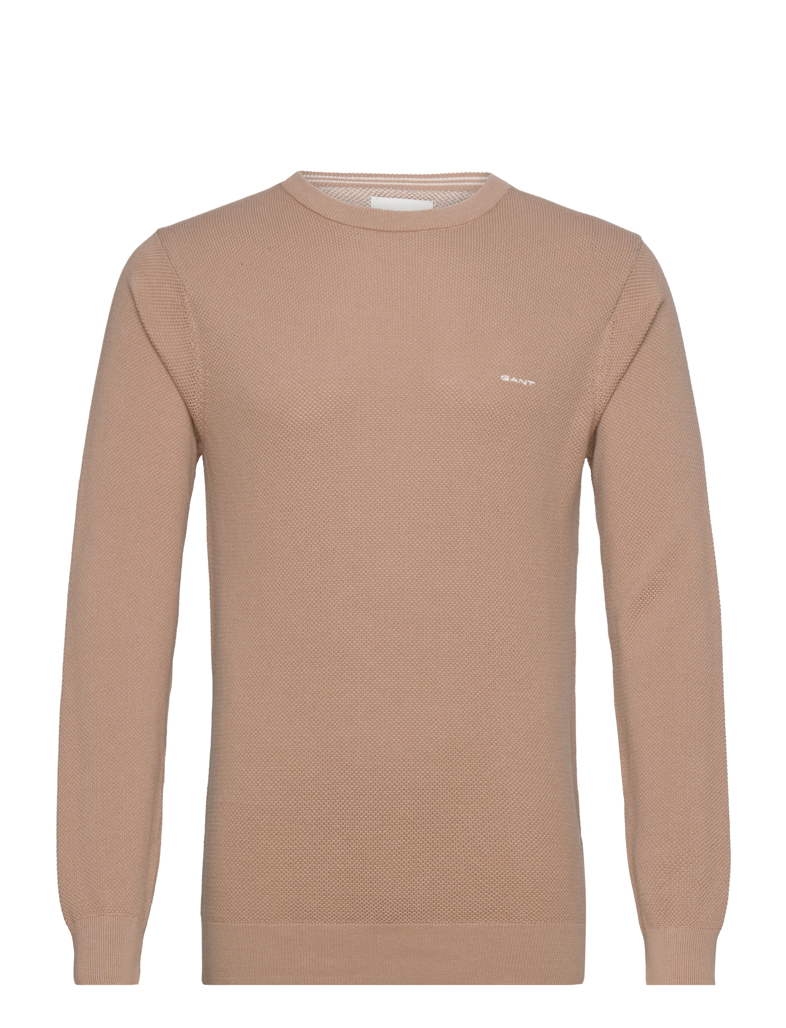 Gant COTTON PIQUE C-NECK - Gant - DARK KHAKI / beige