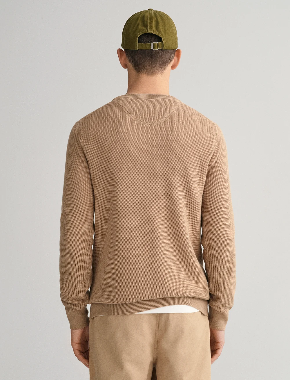 GANT - COTTON PIQUE C-NECK - Ümmarguse kaelusega kudumid - dark khaki - 3