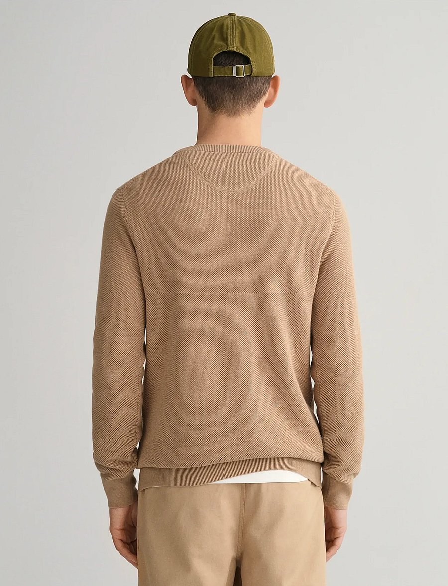 Gant - COTTON PIQUE C-NECK - pulls col rond - dark khaki - 3