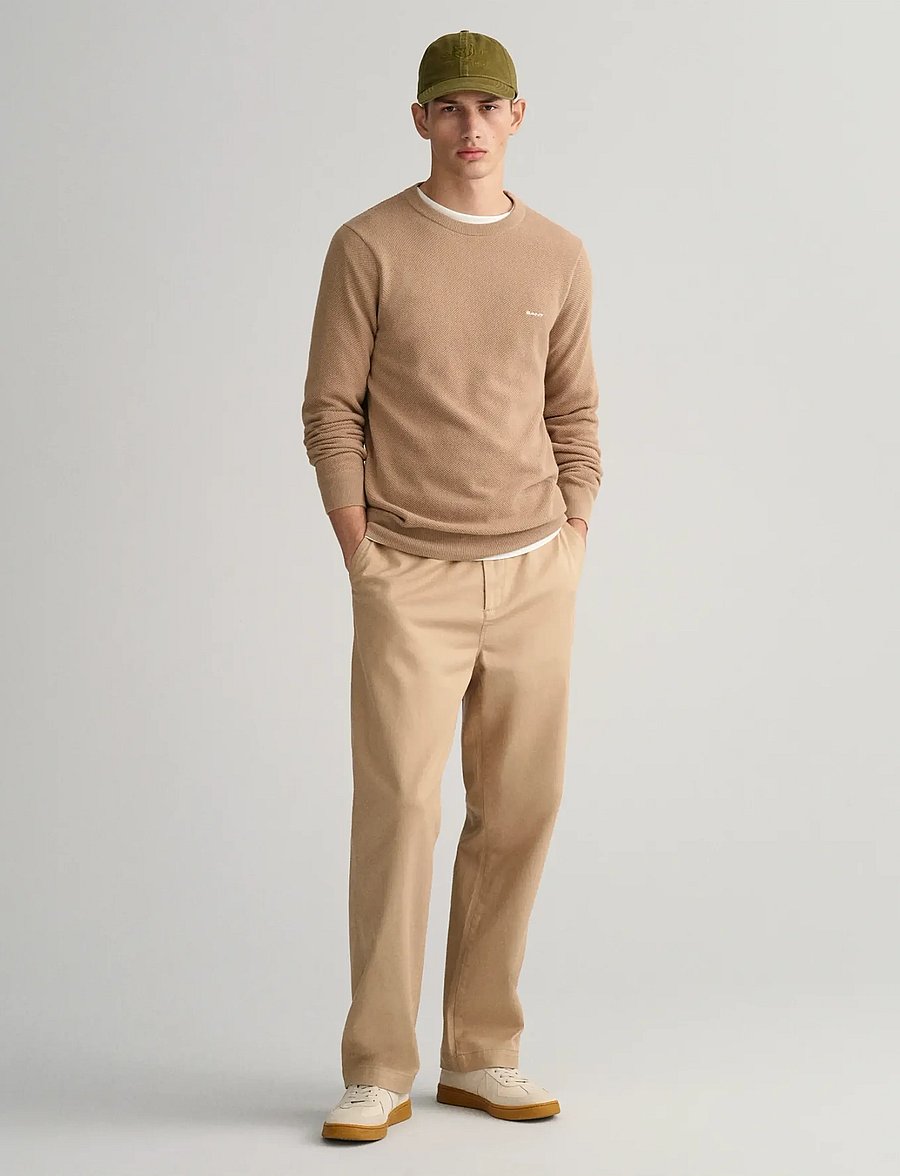 Gant - COTTON PIQUE C-NECK - pulls col rond - dark khaki - 5