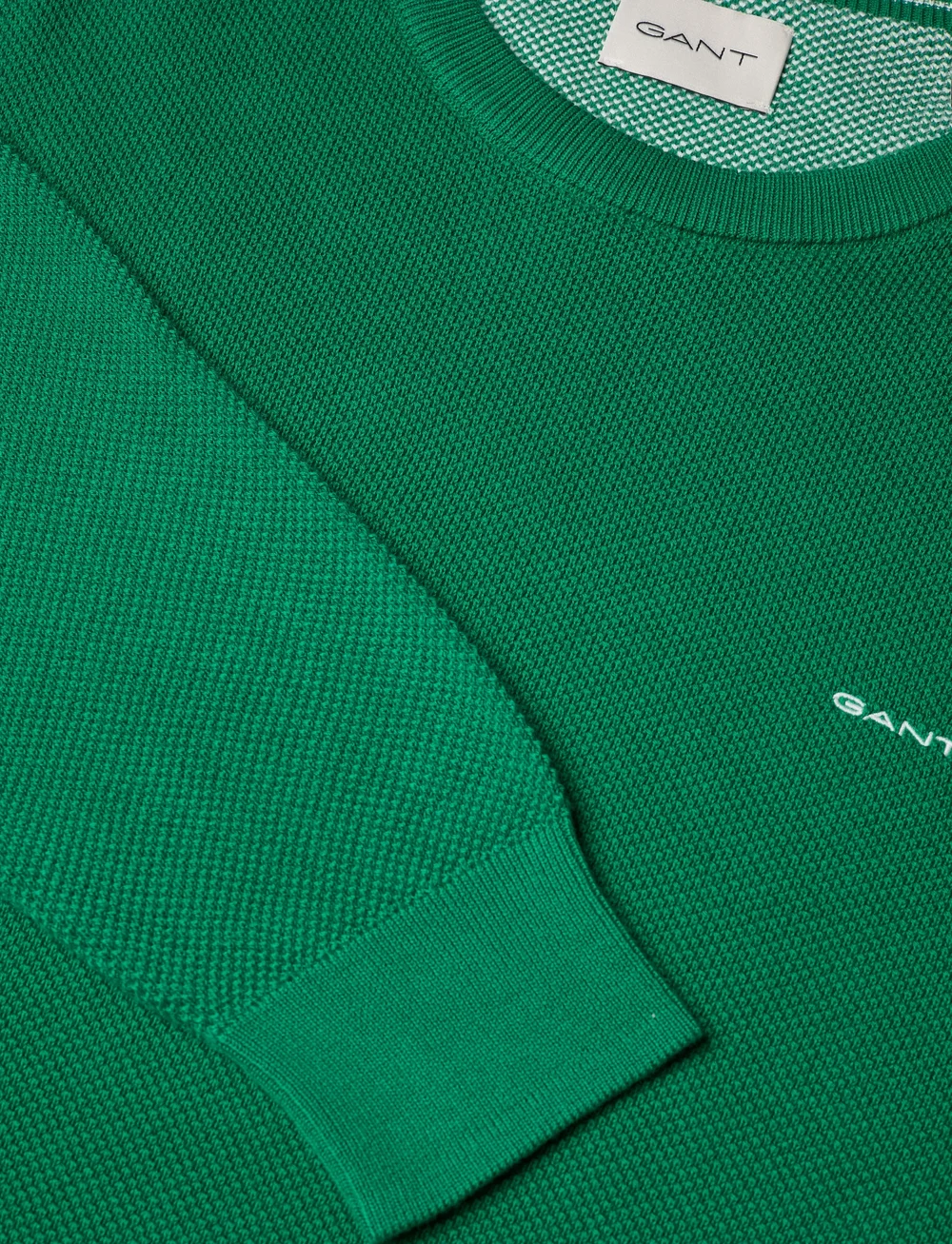GANT - COTTON PIQUE C-NECK - knitted round necks - deep green - 2