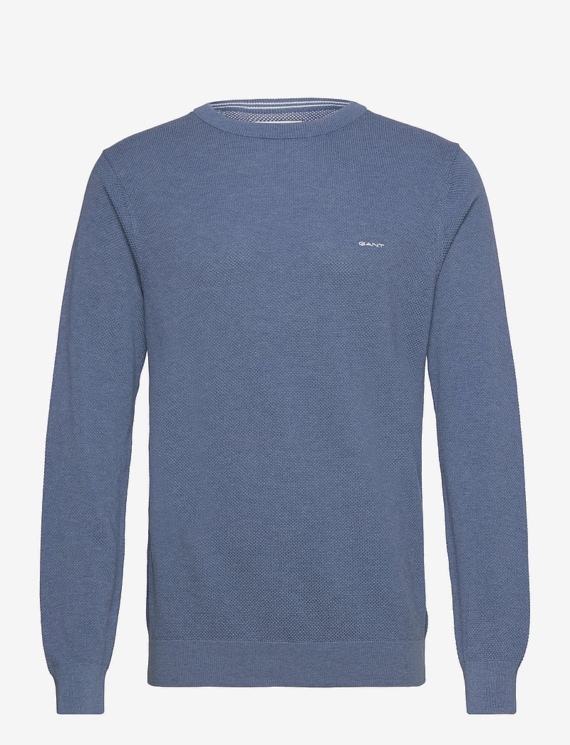 GANT - COTTON PIQUE C-NECK - rundhals - denim blue melange - 1