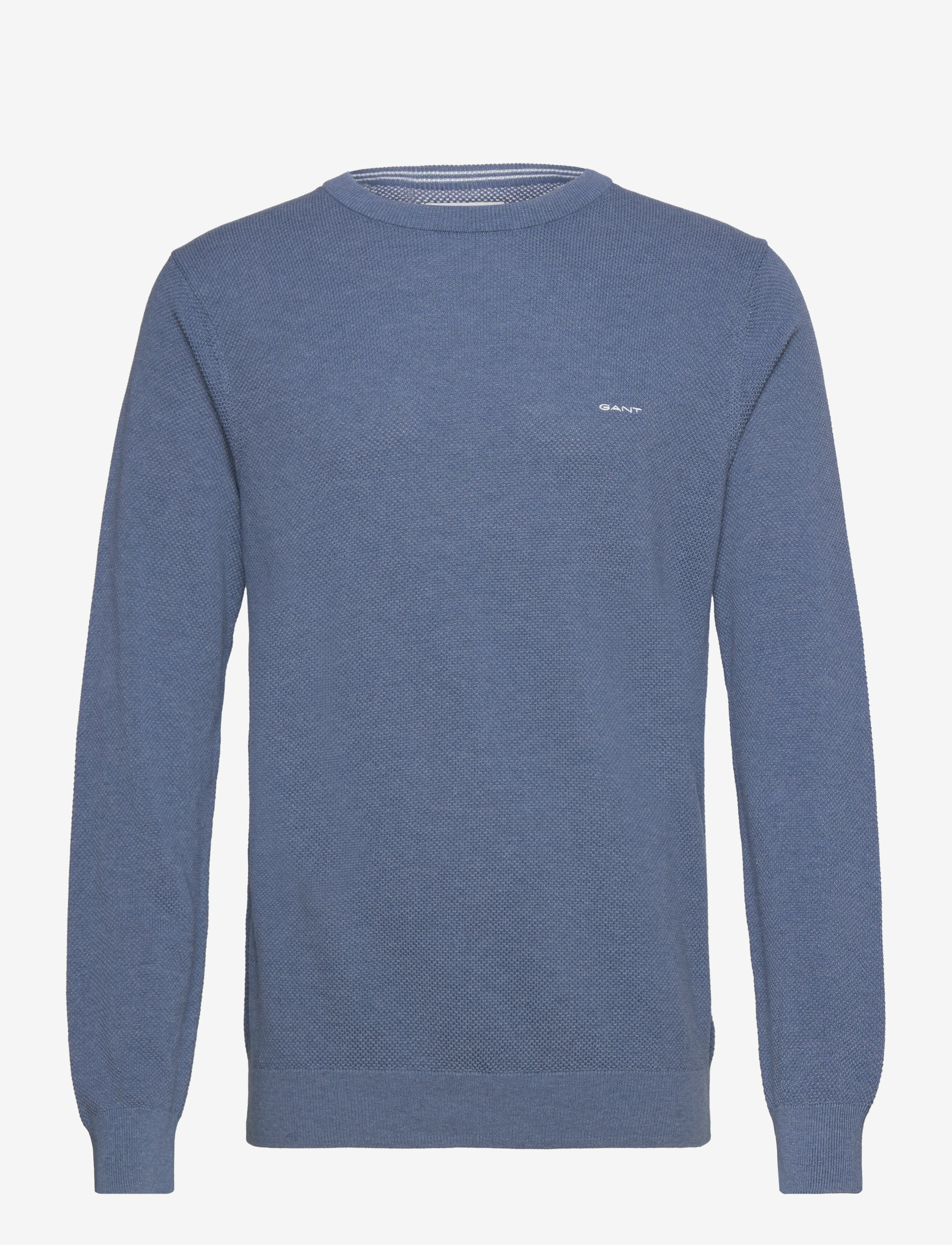 Gant COTTON PIQUE C-NECK - Strickmode - DENIM BLUE MELANGE / blue