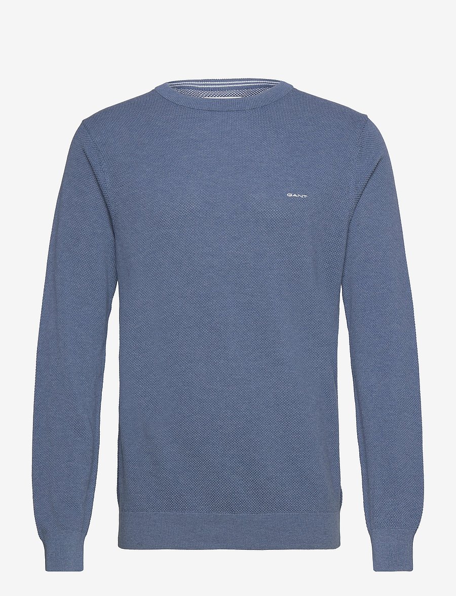Gant - COTTON PIQUE C-NECK - pyöreäaukkoiset - denim blue melange - 1