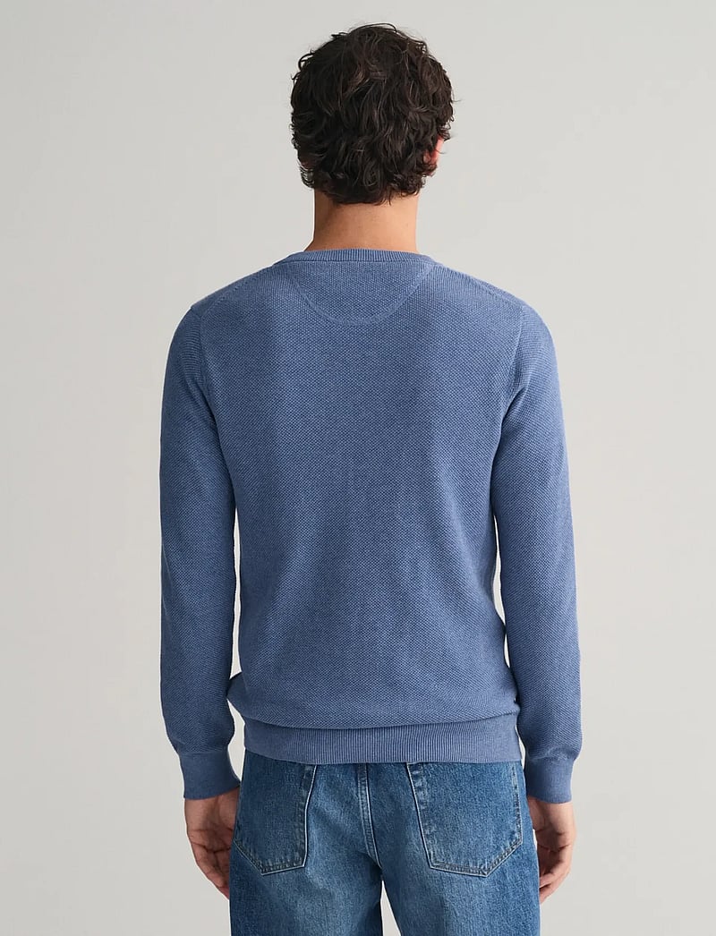 GANT - COTTON PIQUE C-NECK - rundhals - denim blue melange - 3