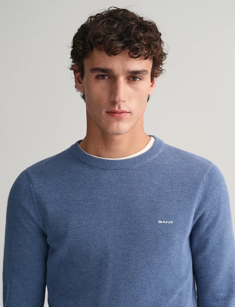 GANT - COTTON PIQUE C-NECK - rundhals - denim blue melange - 4