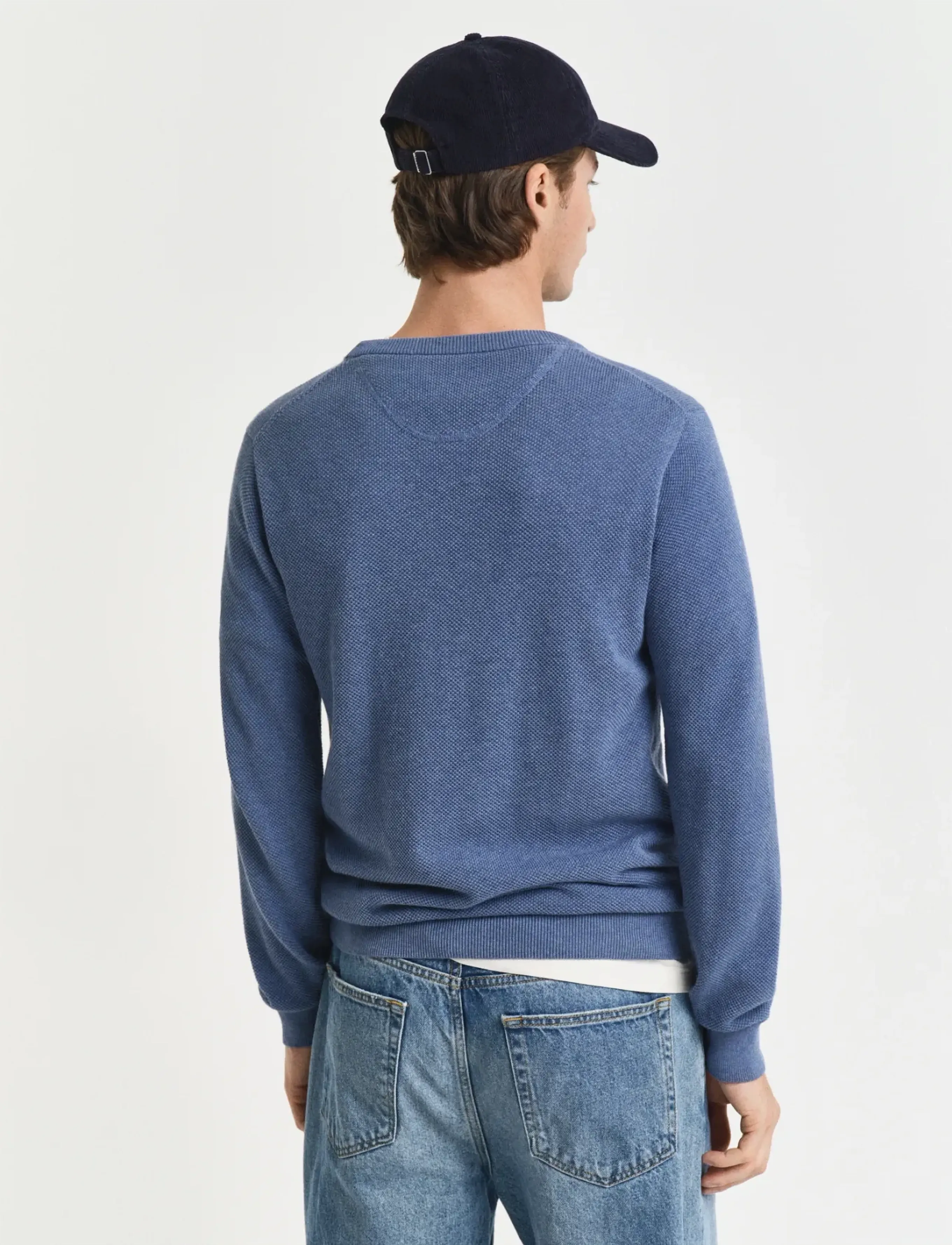 GANT COTTON PIQUE C-NECK - Pulls col rond - DENIM BLUE MELANGE / blue