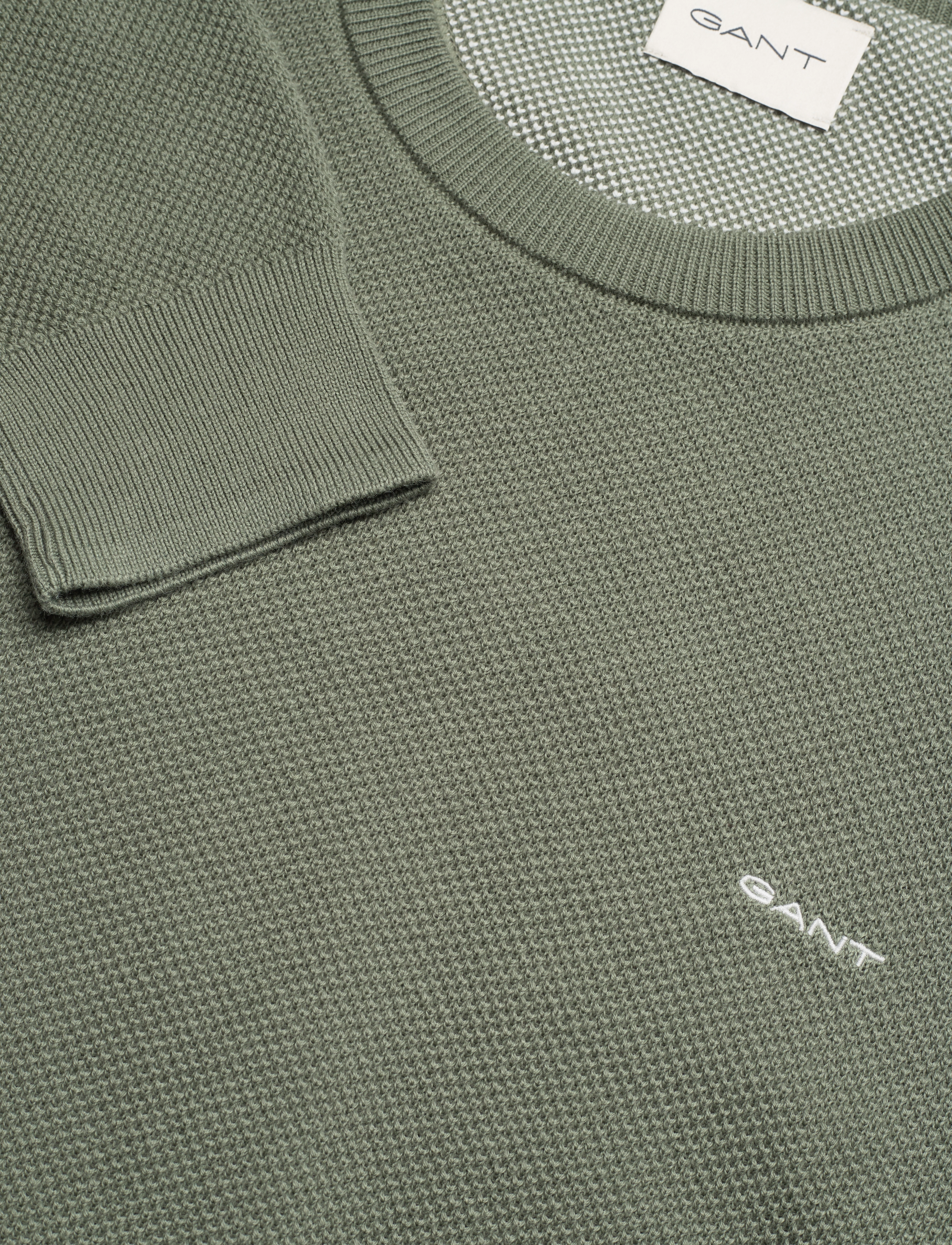 Gant - COTTON PIQUE C-NECK - basic-strickmode - dry green - 2