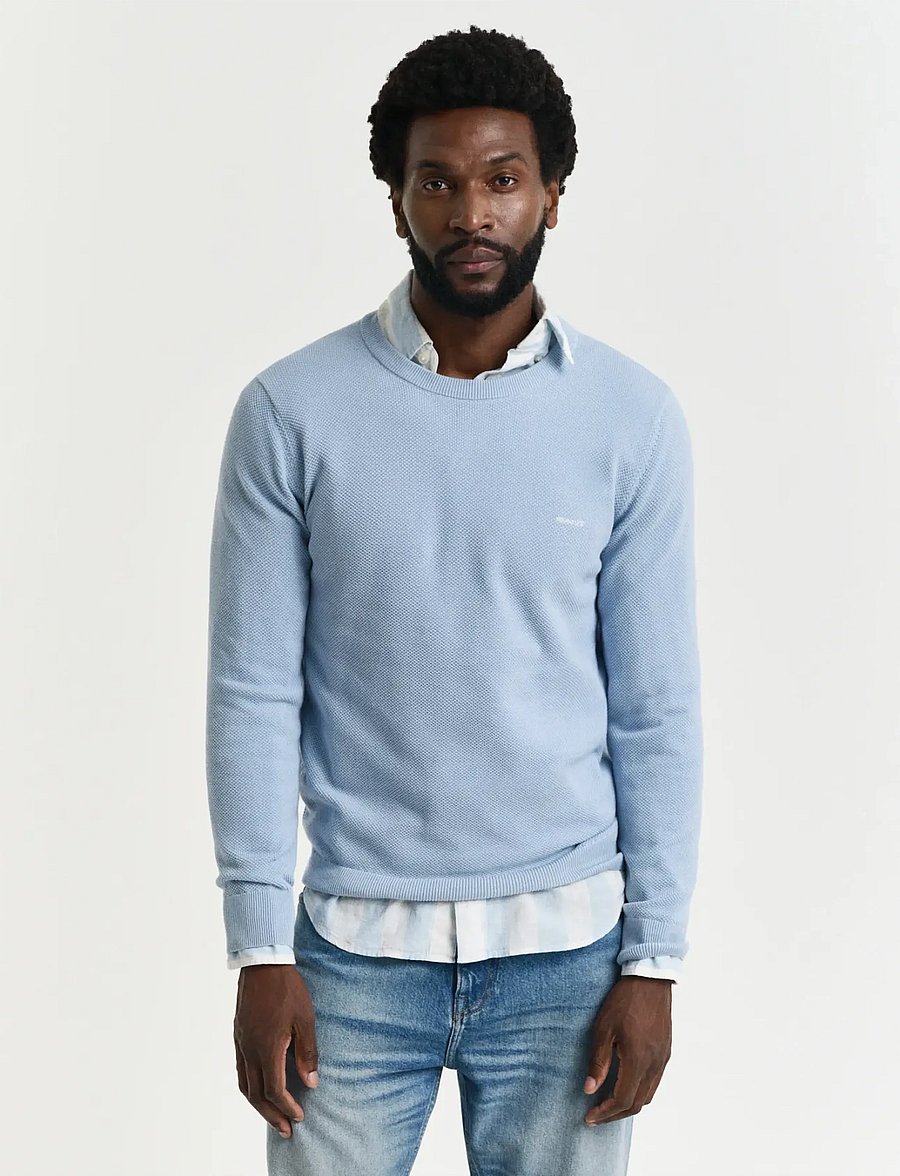 Gant - COTTON PIQUE C-NECK - rundhals - fresh blue - 0