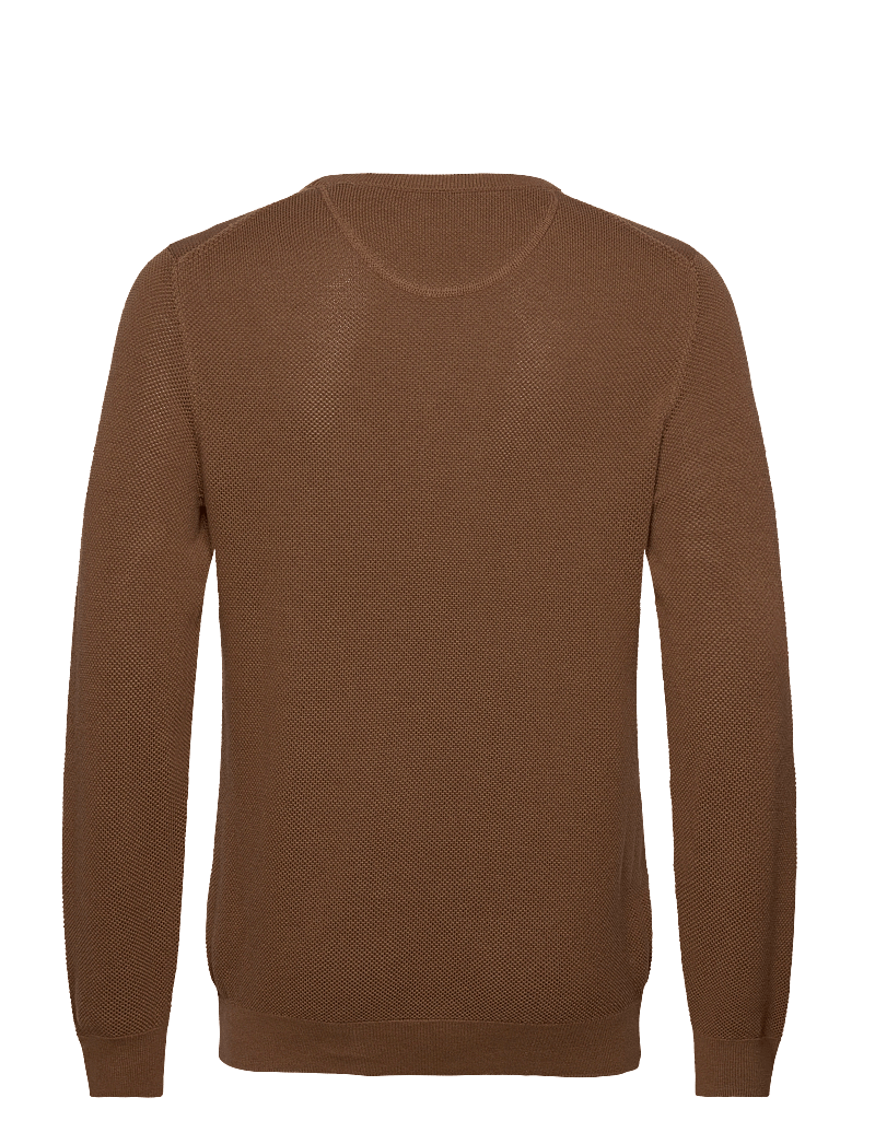 GANT - COTTON PIQUE C-NECK - knitted round necks - hazelnut melange - 1