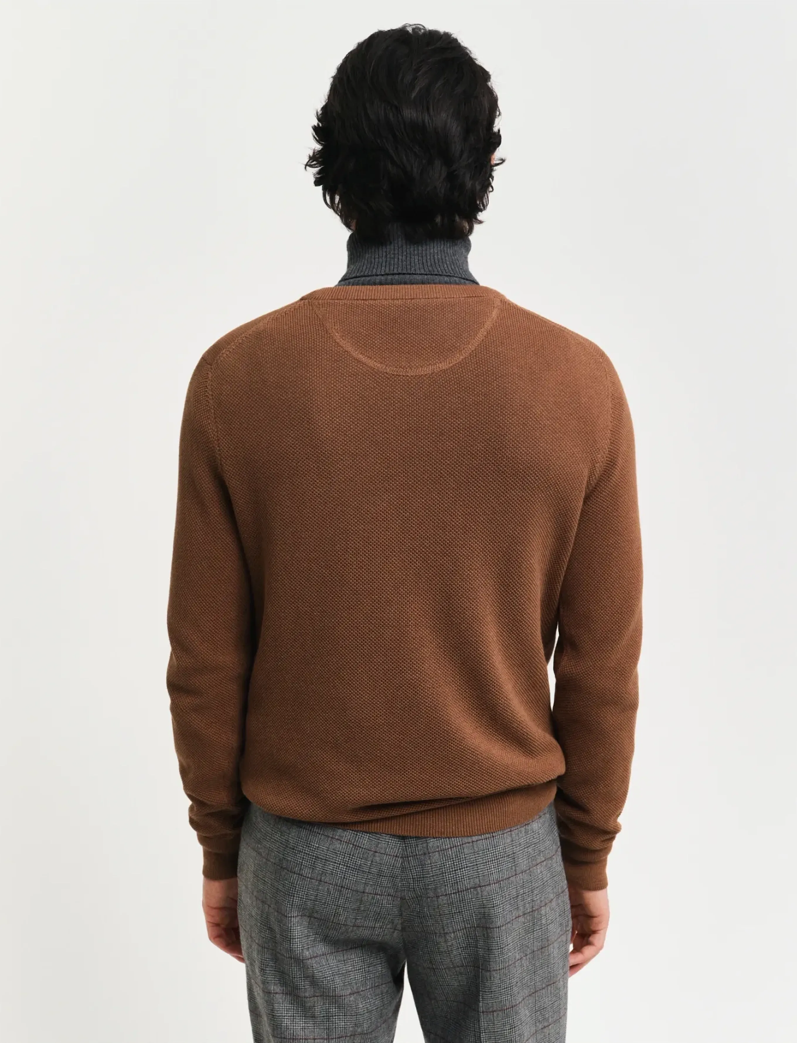 Gant - COTTON PIQUE C-NECK - Ümmarguse kaelusega kudumid - hazelnut melange - 3
