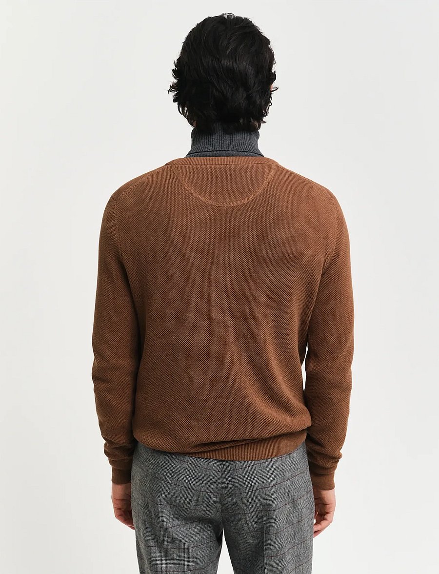 Gant - COTTON PIQUE C-NECK - rundhals - hazelnut melange - 3