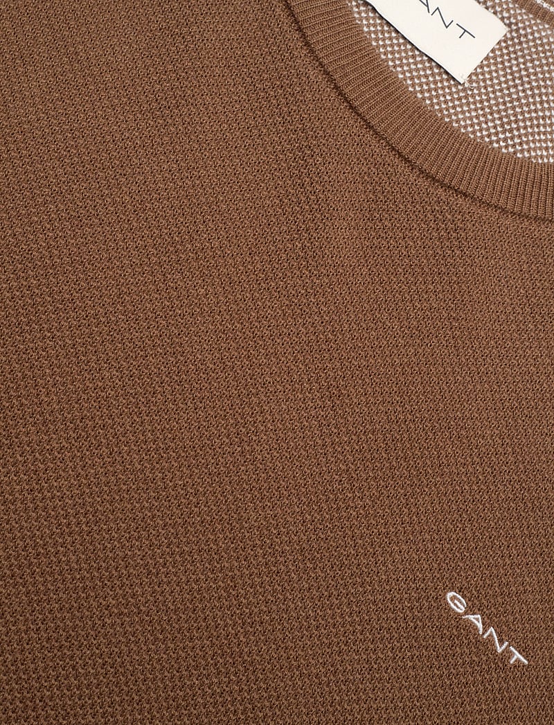 GANT - COTTON PIQUE C-NECK - knitted round necks - hazelnut melange - 2