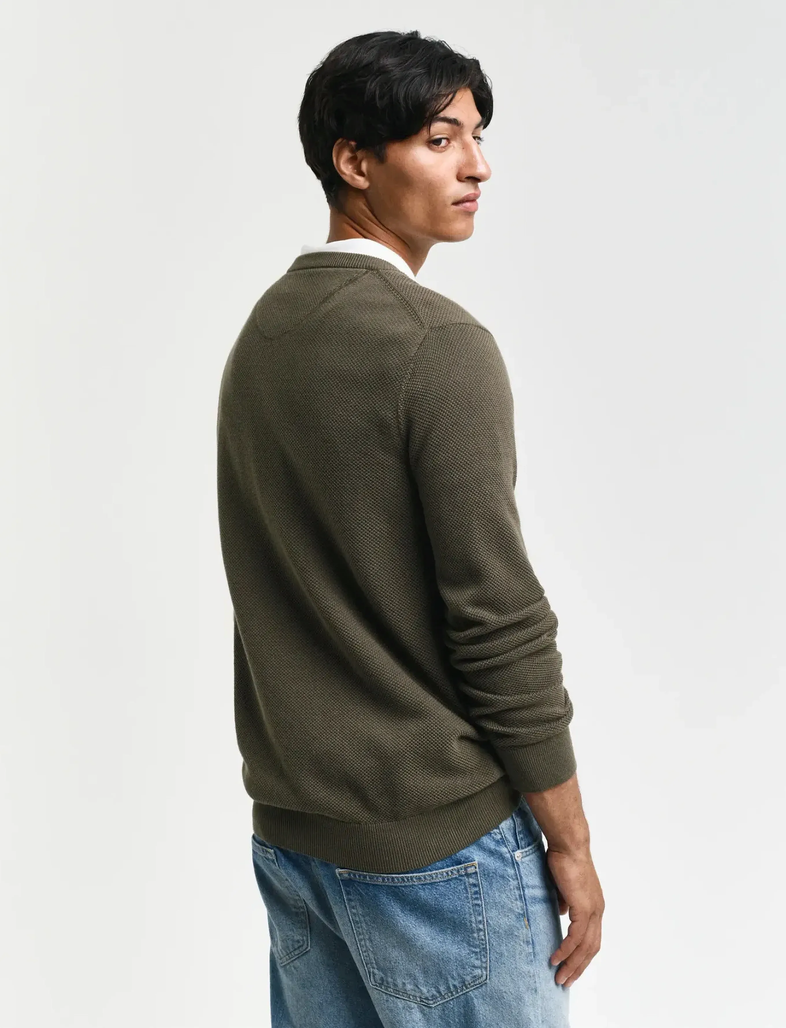 Gant - COTTON PIQUE C-NECK - basic-strickmode - juniper green - 3
