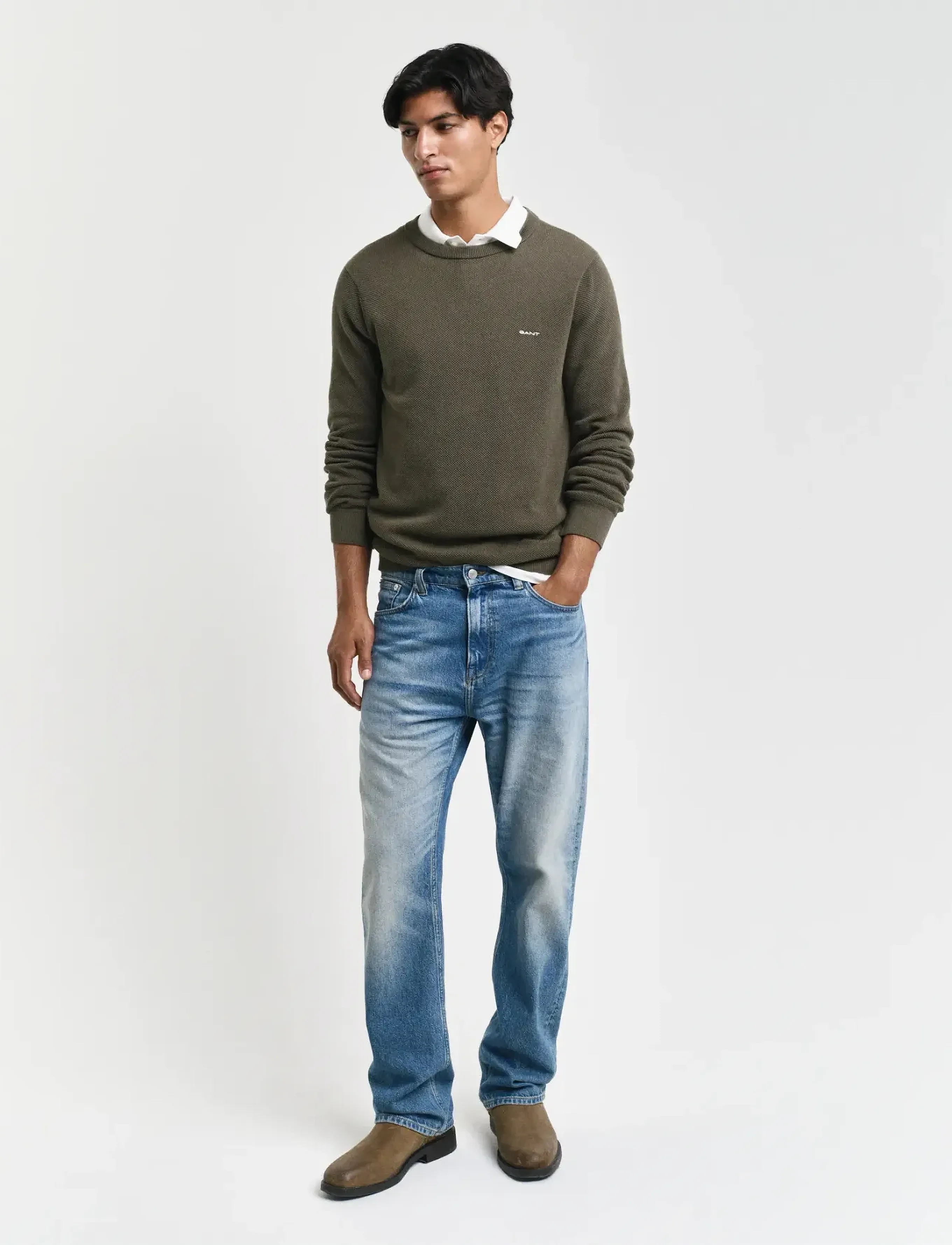 Gant - COTTON PIQUE C-NECK - basic-strickmode - juniper green - 5