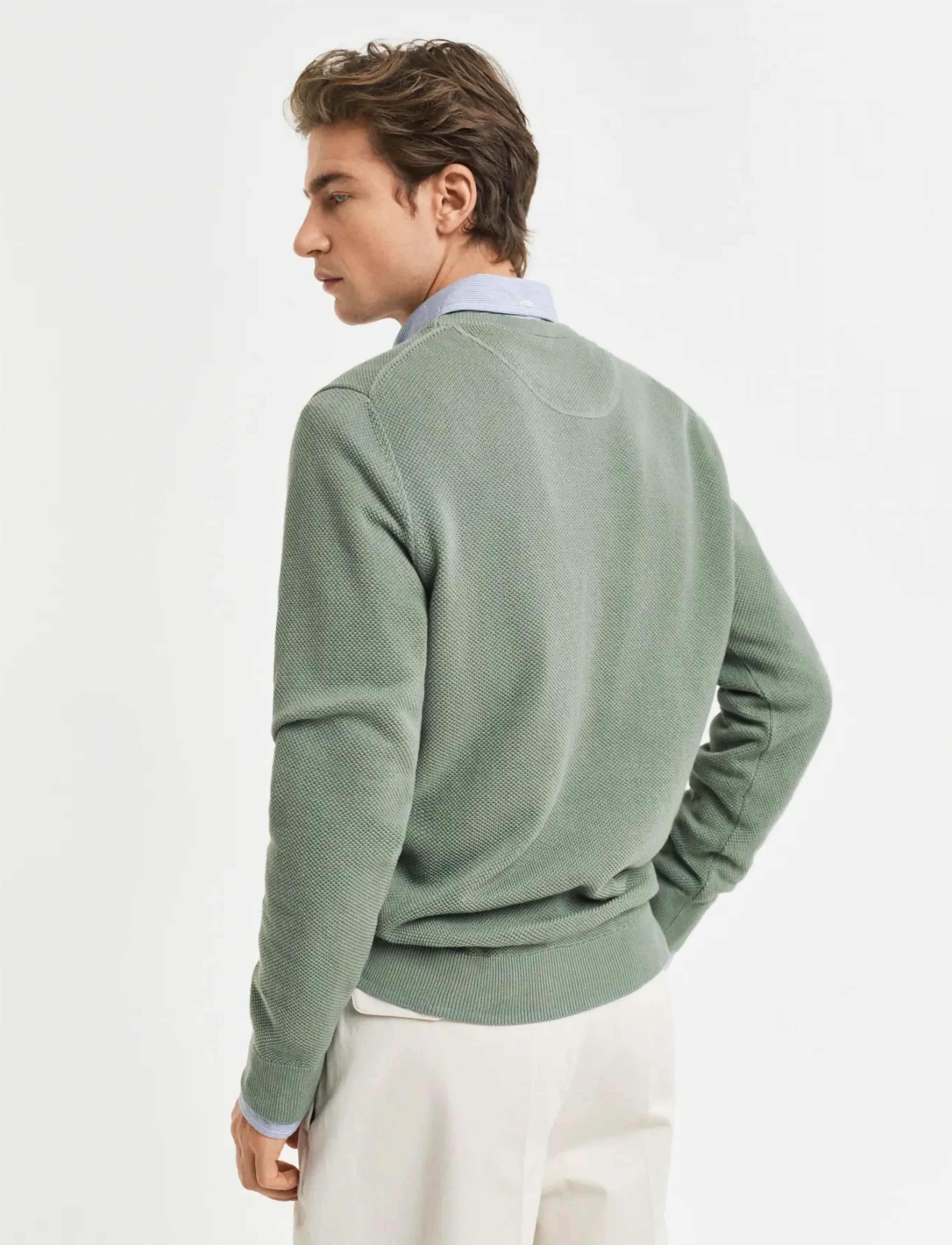 Gant - COTTON PIQUE C-NECK - Ümmarguse kaelusega kudumid - kalamata green - 3