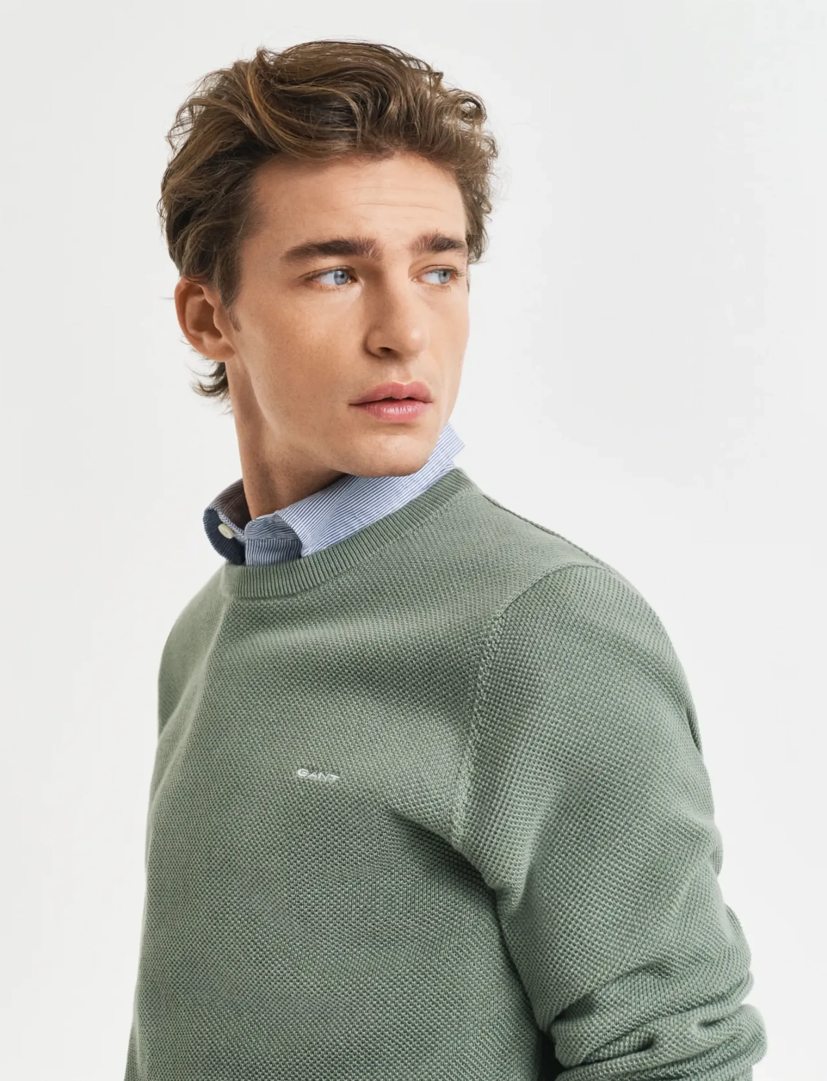 Gant - COTTON PIQUE C-NECK - Ümmarguse kaelusega kudumid - kalamata green - 4