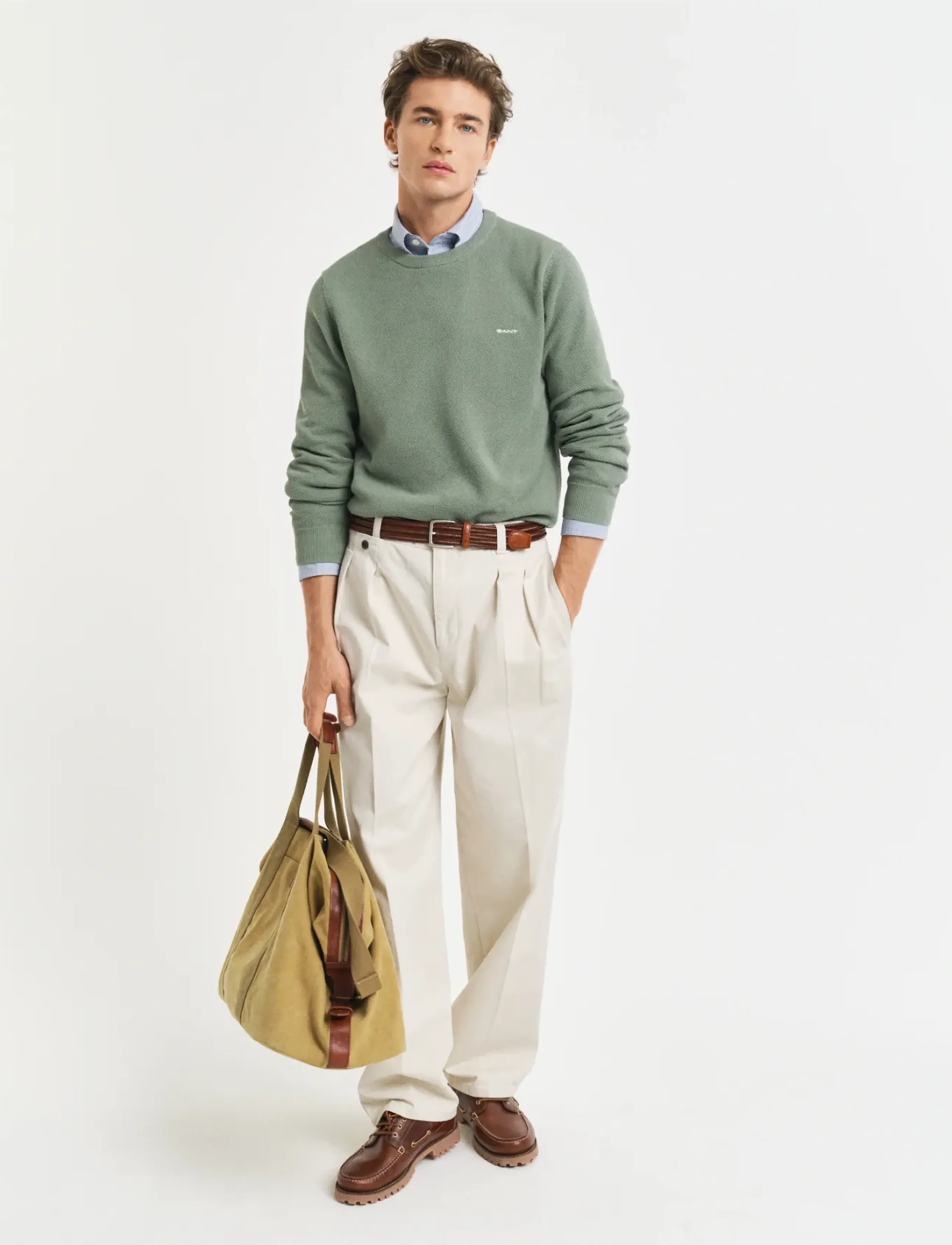 Gant - COTTON PIQUE C-NECK - Ümmarguse kaelusega kudumid - kalamata green - 5
