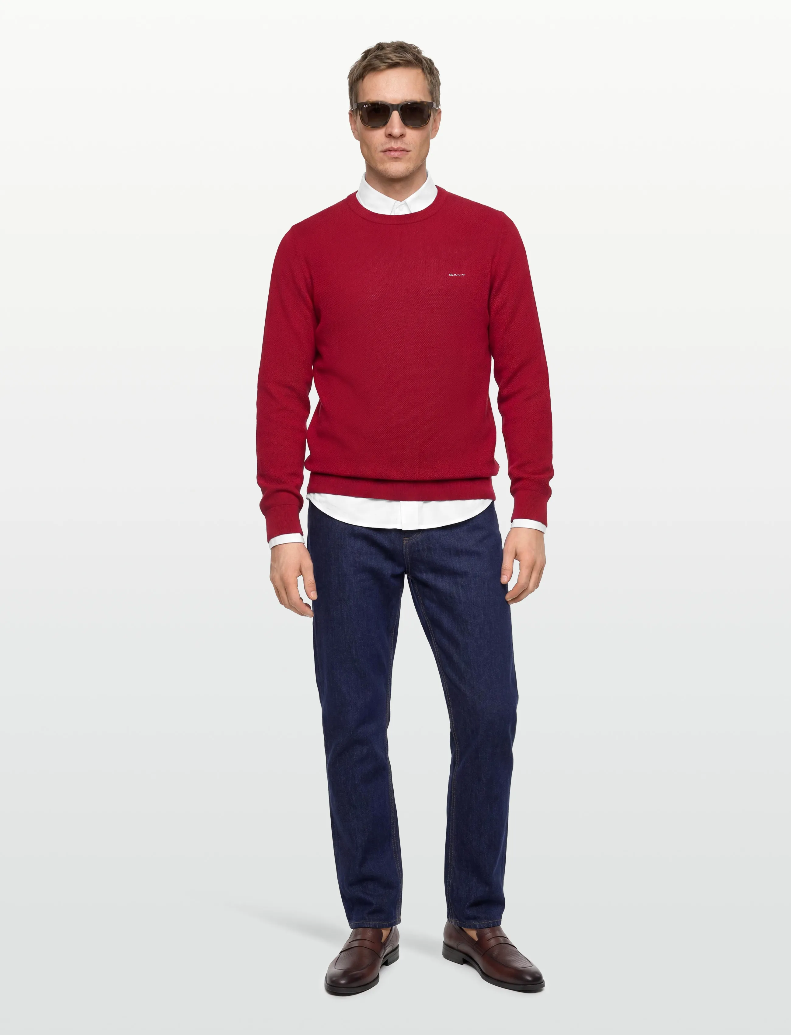 Gant - COTTON PIQUE C-NECK - tavalised kudumid - ruby red - 0