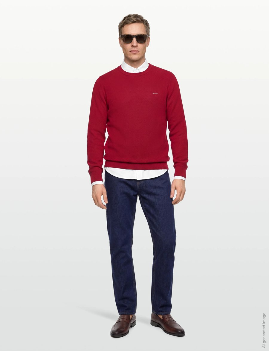 Gant - COTTON PIQUE C-NECK - rundhals - ruby red - 0
