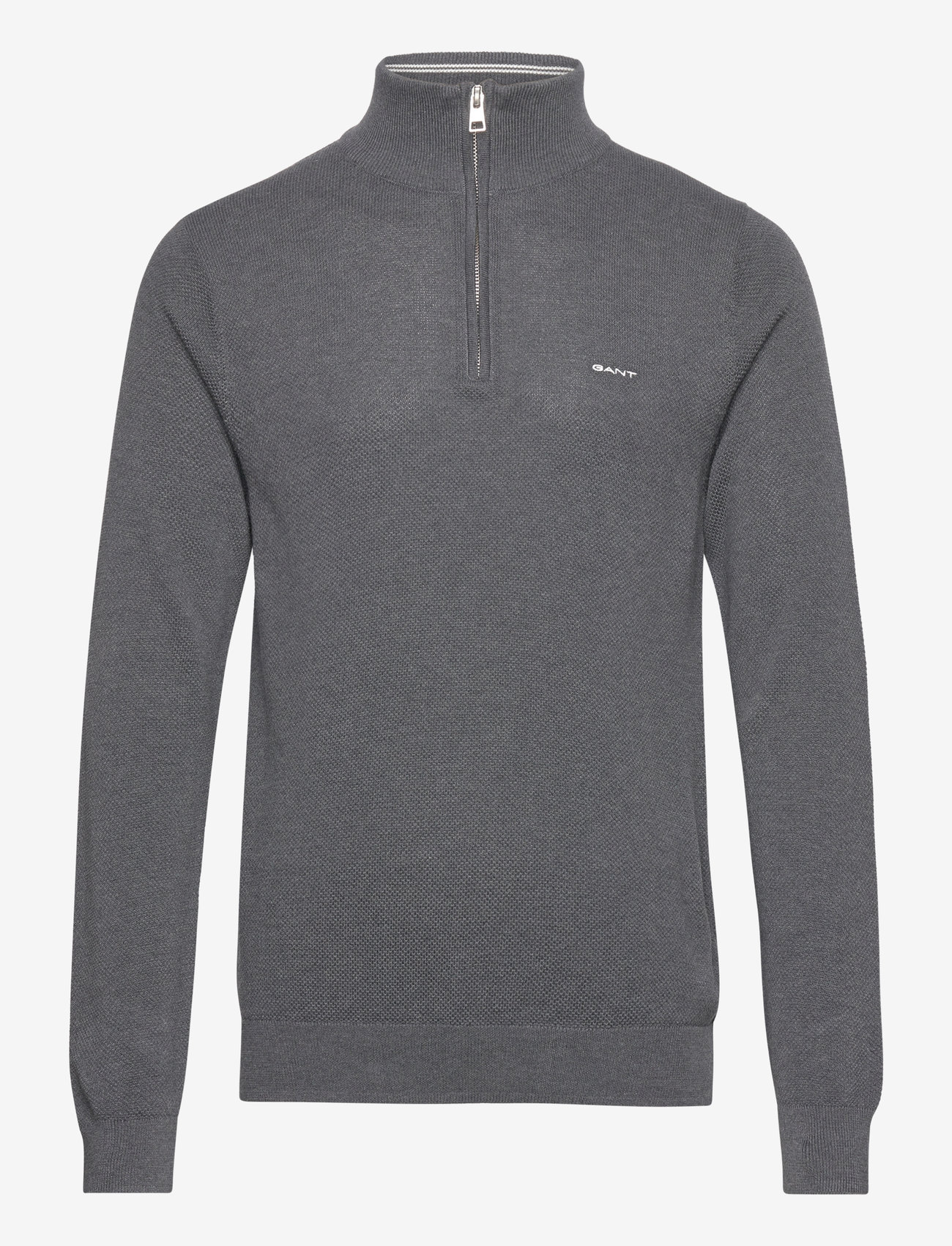 Gant - COTTON PIQUE HALF ZIP - pullover mit halbem reißverschluss - antracit melange - 1
