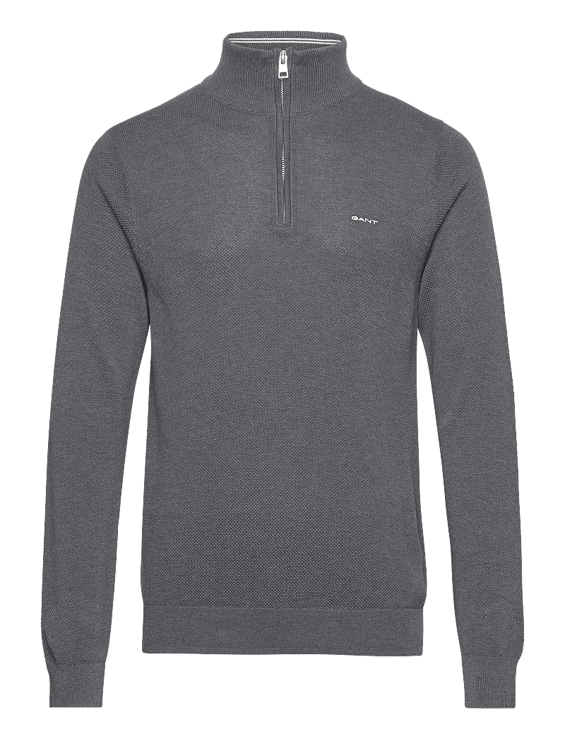 Gant - COTTON PIQUE HALF ZIP - pullover mit halbem reißverschluss - antracit melange - 1