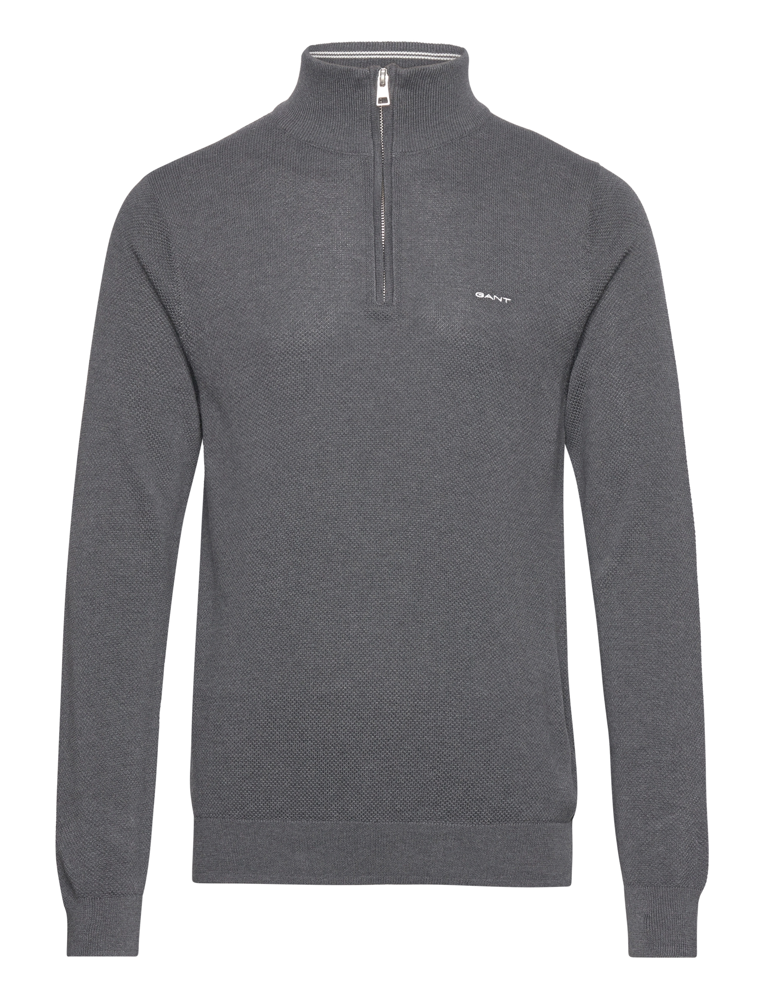 Gant COTTON PIQUE HALF ZIP - Gant - ANTRACIT MELANGE / grey