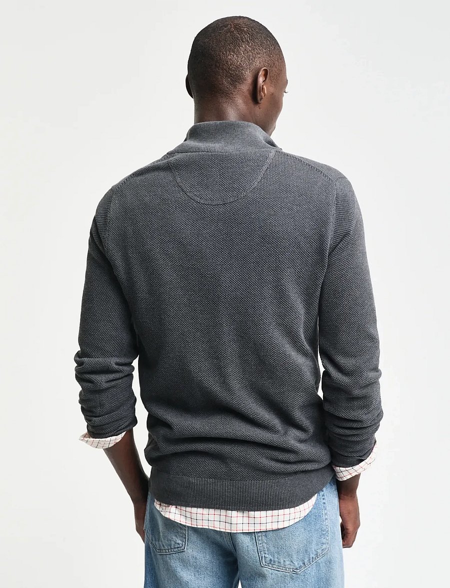 Gant - COTTON PIQUE HALF ZIP - tõmblukk-kaelusega džemprid - antracit melange - 3