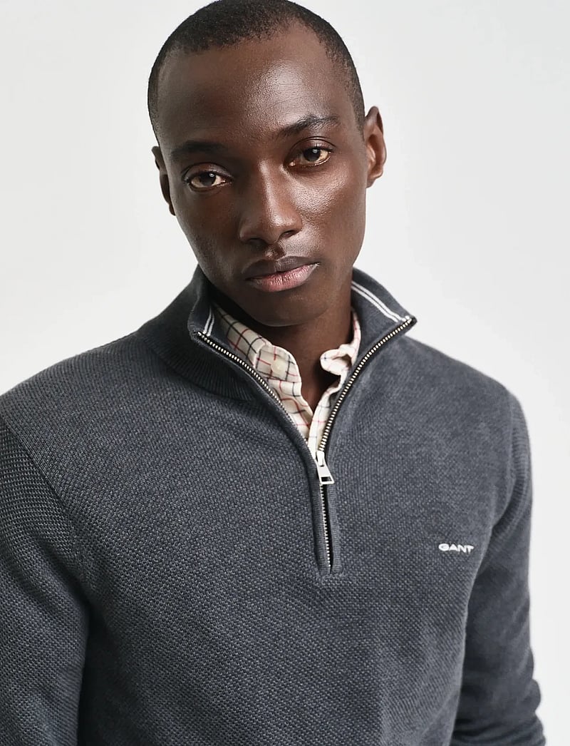 Gant - COTTON PIQUE HALF ZIP - pullover mit halbem reißverschluss - antracit melange - 4