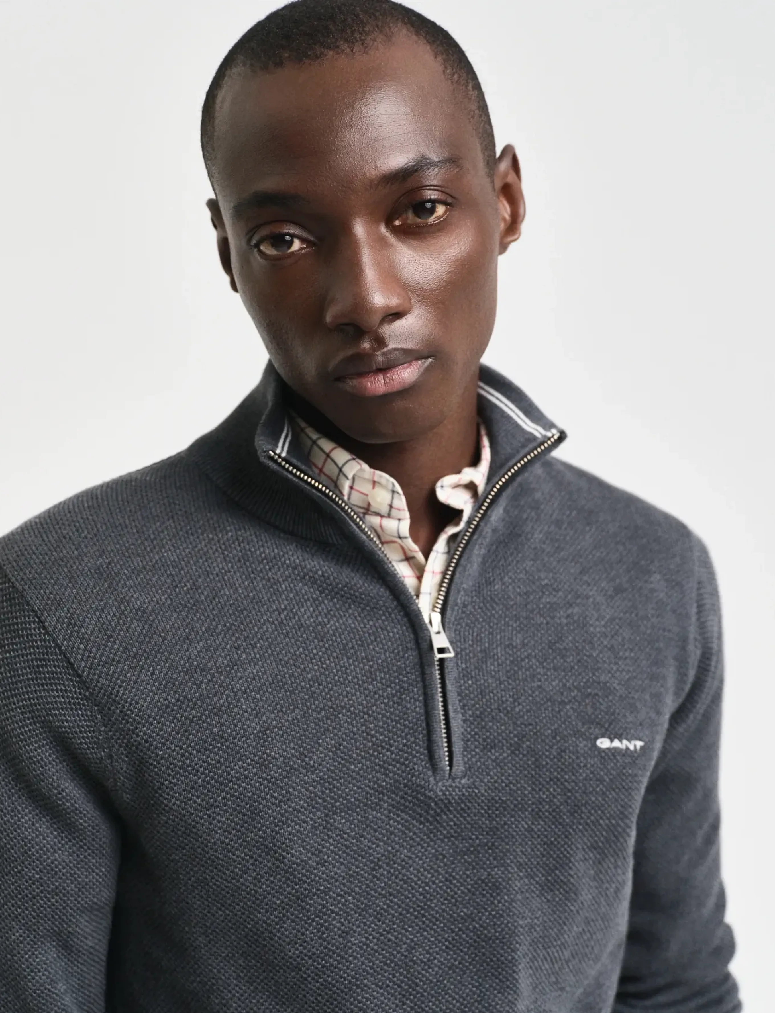 Gant - COTTON PIQUE HALF ZIP - tõmblukk-kaelusega džemprid - antracit melange - 4