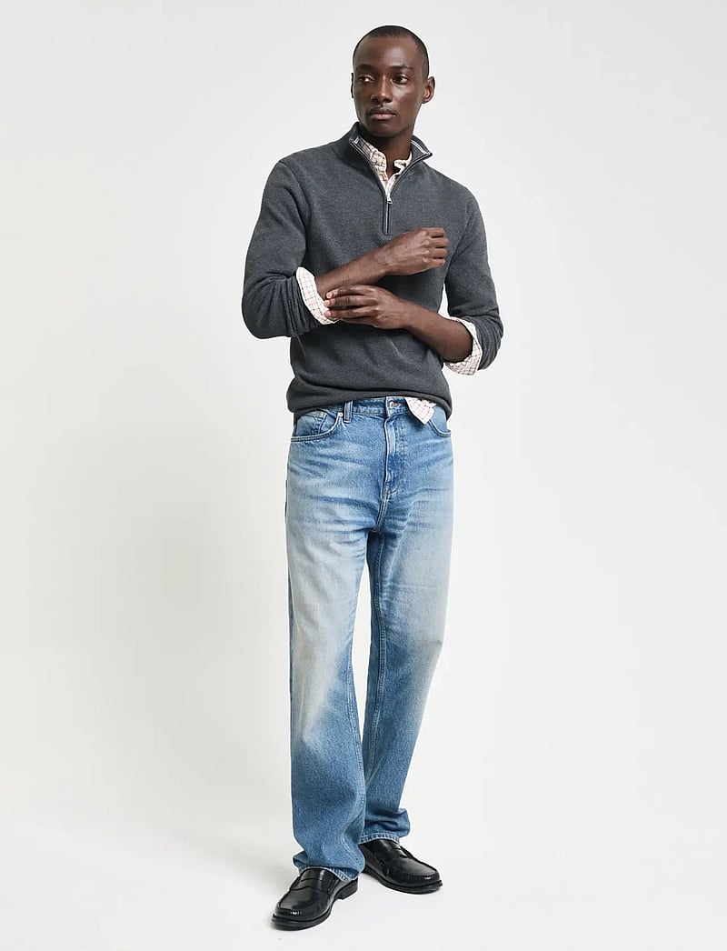Gant - COTTON PIQUE HALF ZIP - pullover mit halbem reißverschluss - antracit melange - 5