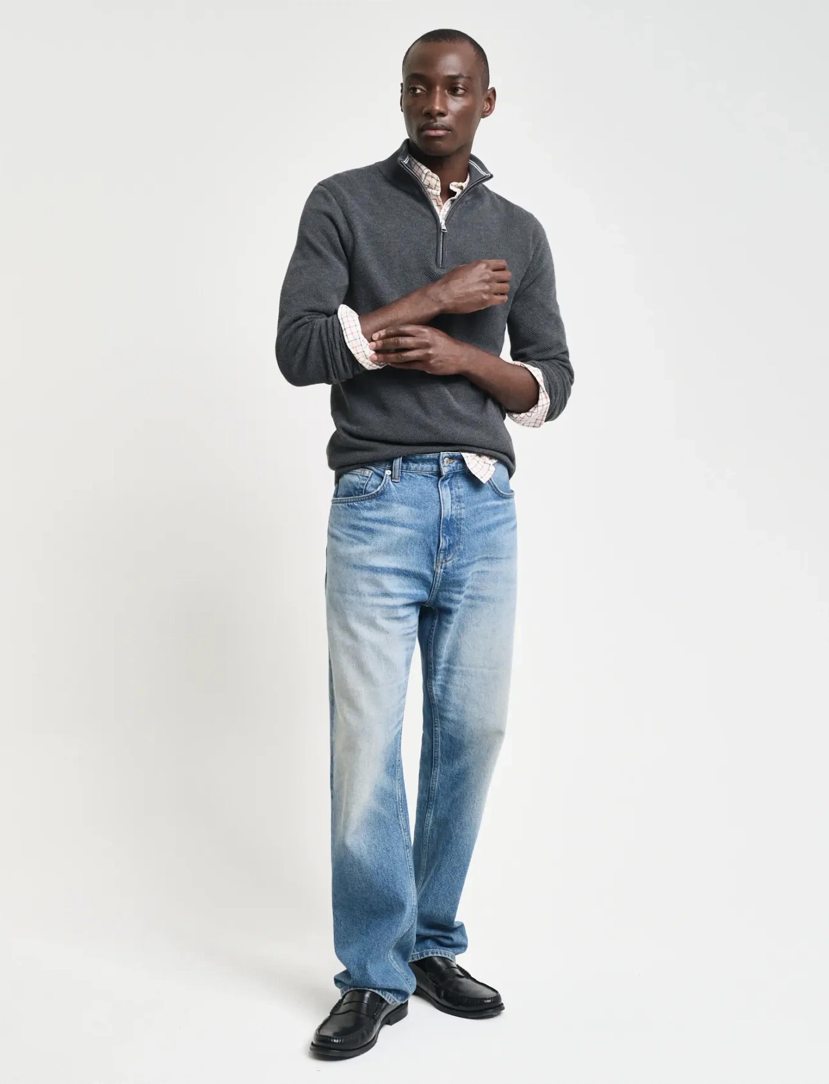 Gant - COTTON PIQUE HALF ZIP - tõmblukk-kaelusega džemprid - antracit melange - 5
