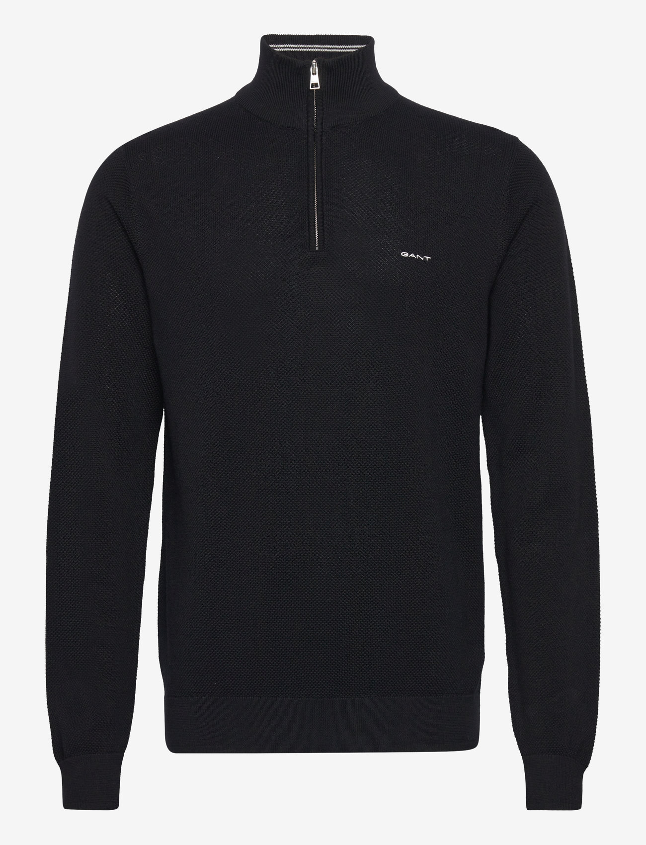 Gant - COTTON PIQUE HALF ZIP - džemperiai su trumpu užtrauktuku - black - 1