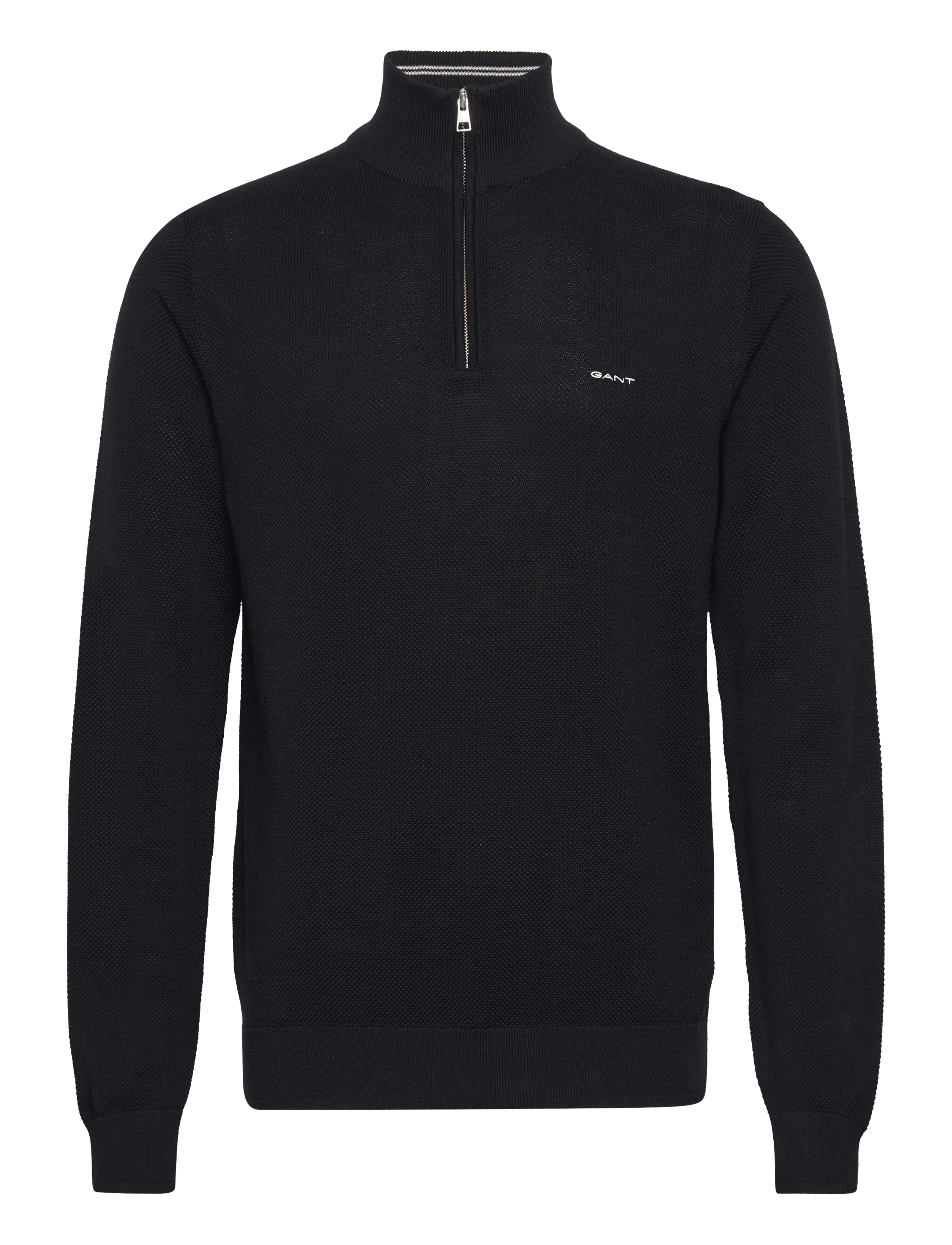 Gant COTTON PIQUE HALF ZIP - Strik - BLACK / black