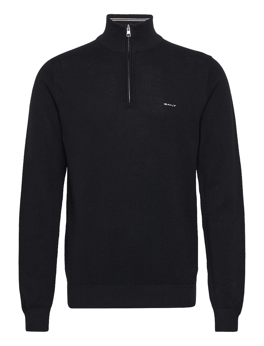 Gant - COTTON PIQUE HALF ZIP - half zip strik - black - 1
