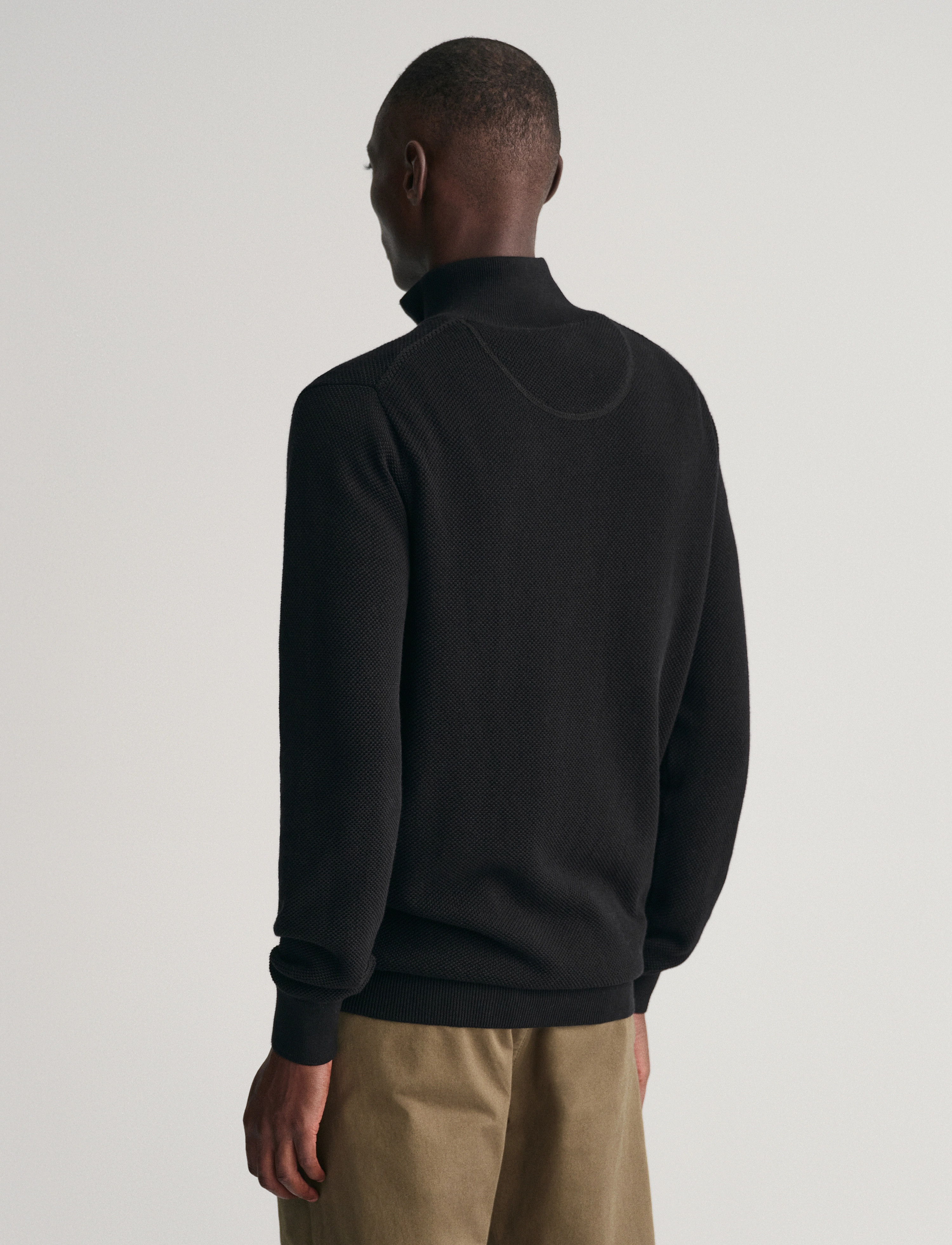 Gant - COTTON PIQUE HALF ZIP - half zip jumpers - black - 3