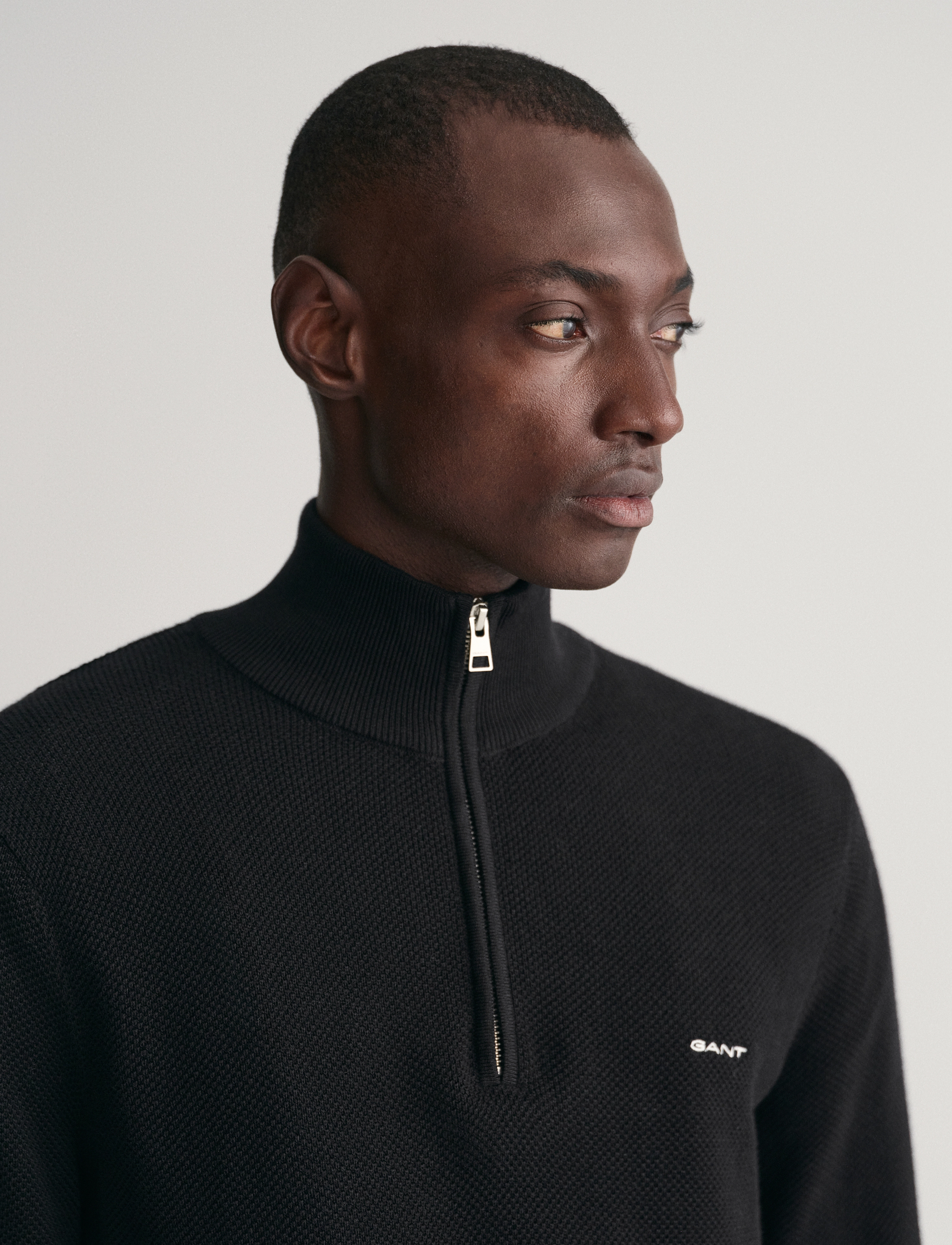 Gant - COTTON PIQUE HALF ZIP - half zip jumpers - black - 4