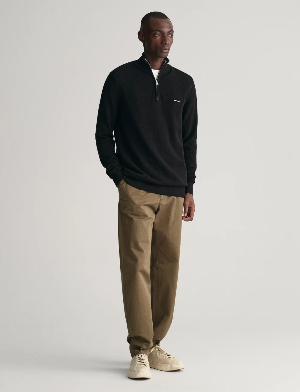 GANT - COTTON PIQUE HALF ZIP - halfzip strik - black - 5